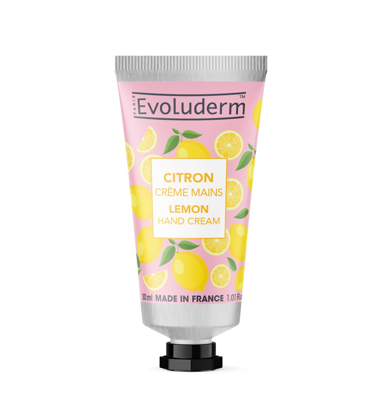 EVOLUDERM – Lemon Hand Cream – 30 ml – 97% Natural Origin – Vegan – Made in France