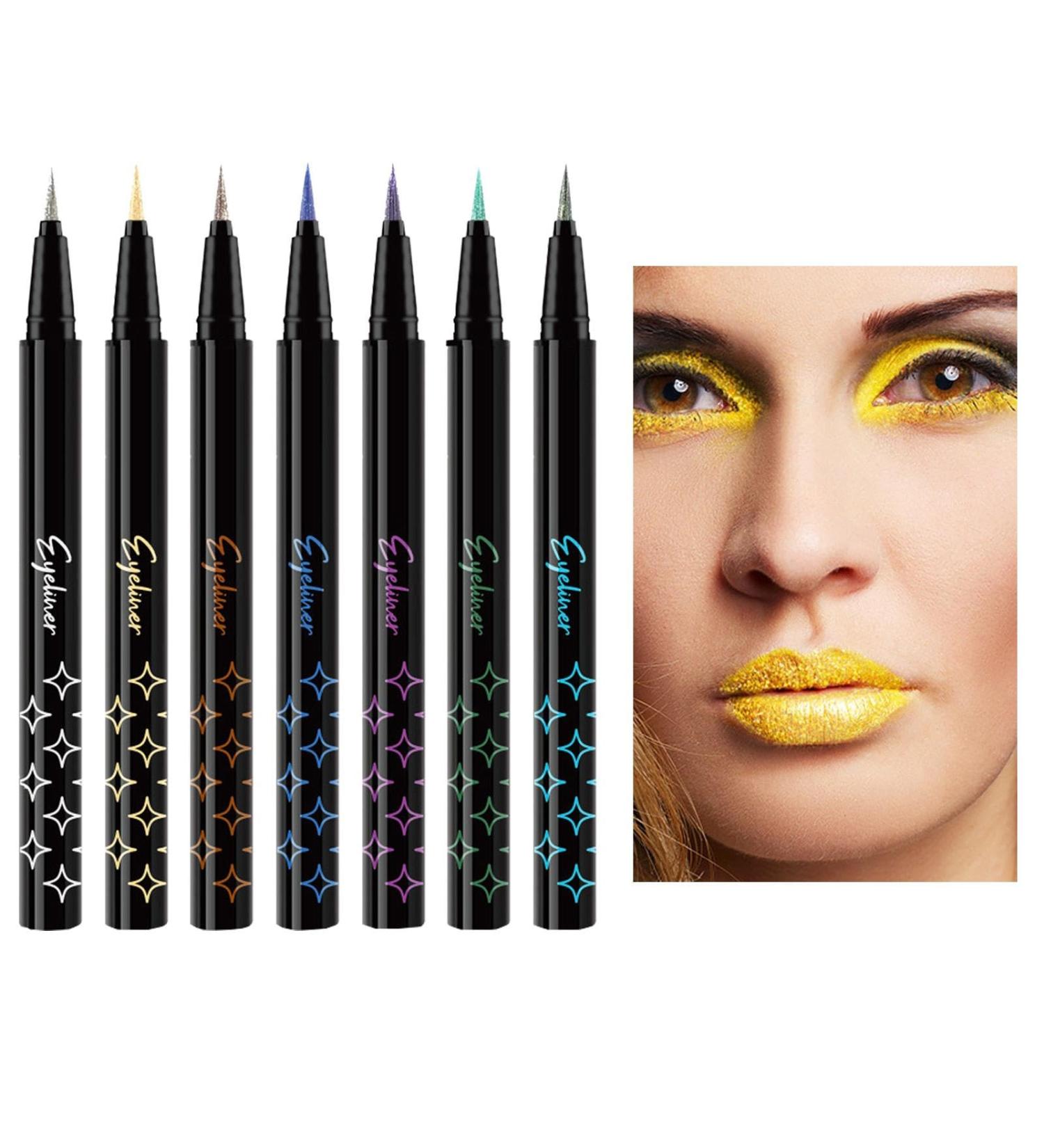 Glitter Eyeliner Pen Set Eyeliner Pen Set Eyeliner Pen Glitter Pearls Eyeliner Set 7 Pieces Colorful Eyeshadow Pen Eyebrow Pen Highly Pigmented Long Lasting Colorful - Buy Online on GoSupps.com