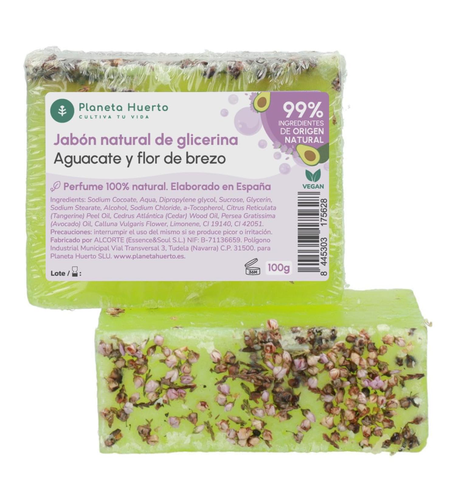 Planeta Huerto Natural Soap with Glycerin Avocado and Heather Flower 100g