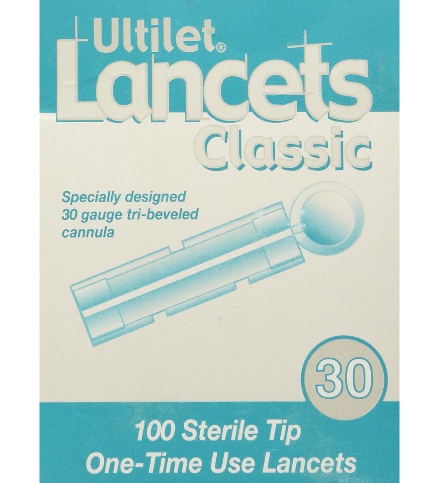 Ultilet Classic Lancets 30 Gauge - Box of 100