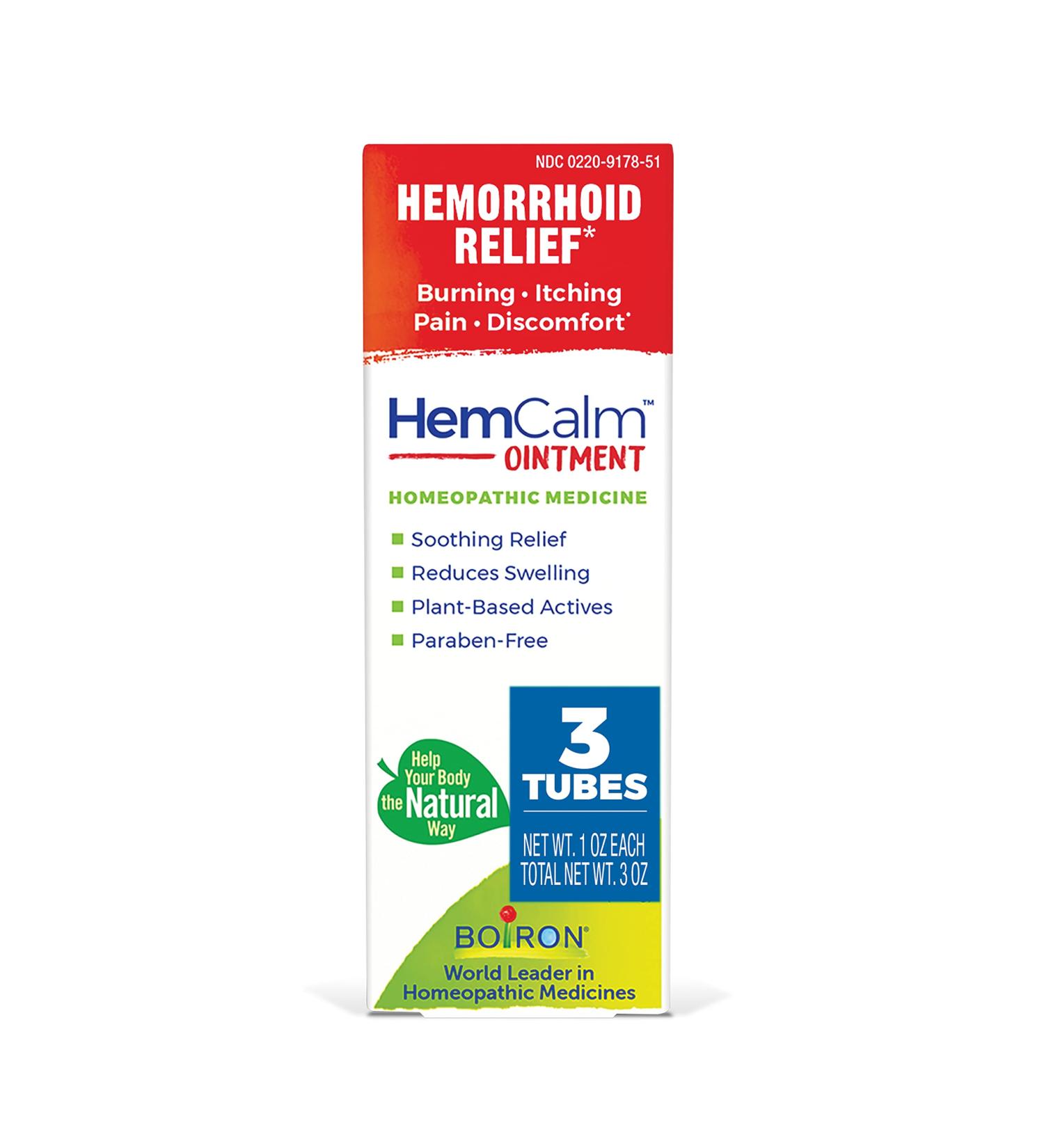 Boiron HemCalm Ointment for Hemorrhoid Relief - 3 oz (3 Pack of 1 oz) | Soothes Pain, Itching, Swelling, and Discomfort - Buy Online on GoSupps.com