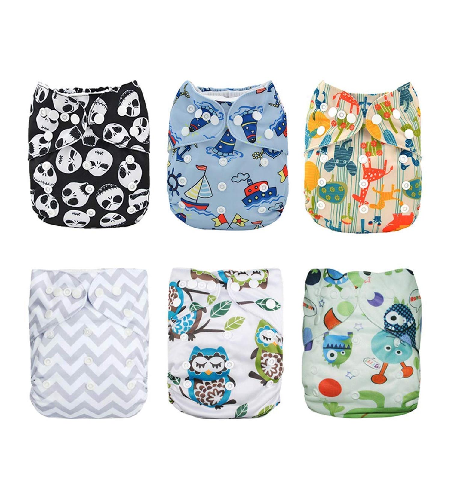 Alva Baby Pocket Cloth Nappies Reuseable Washable 6PCS Diapers + 12PCS Inserts 6DM12-EU