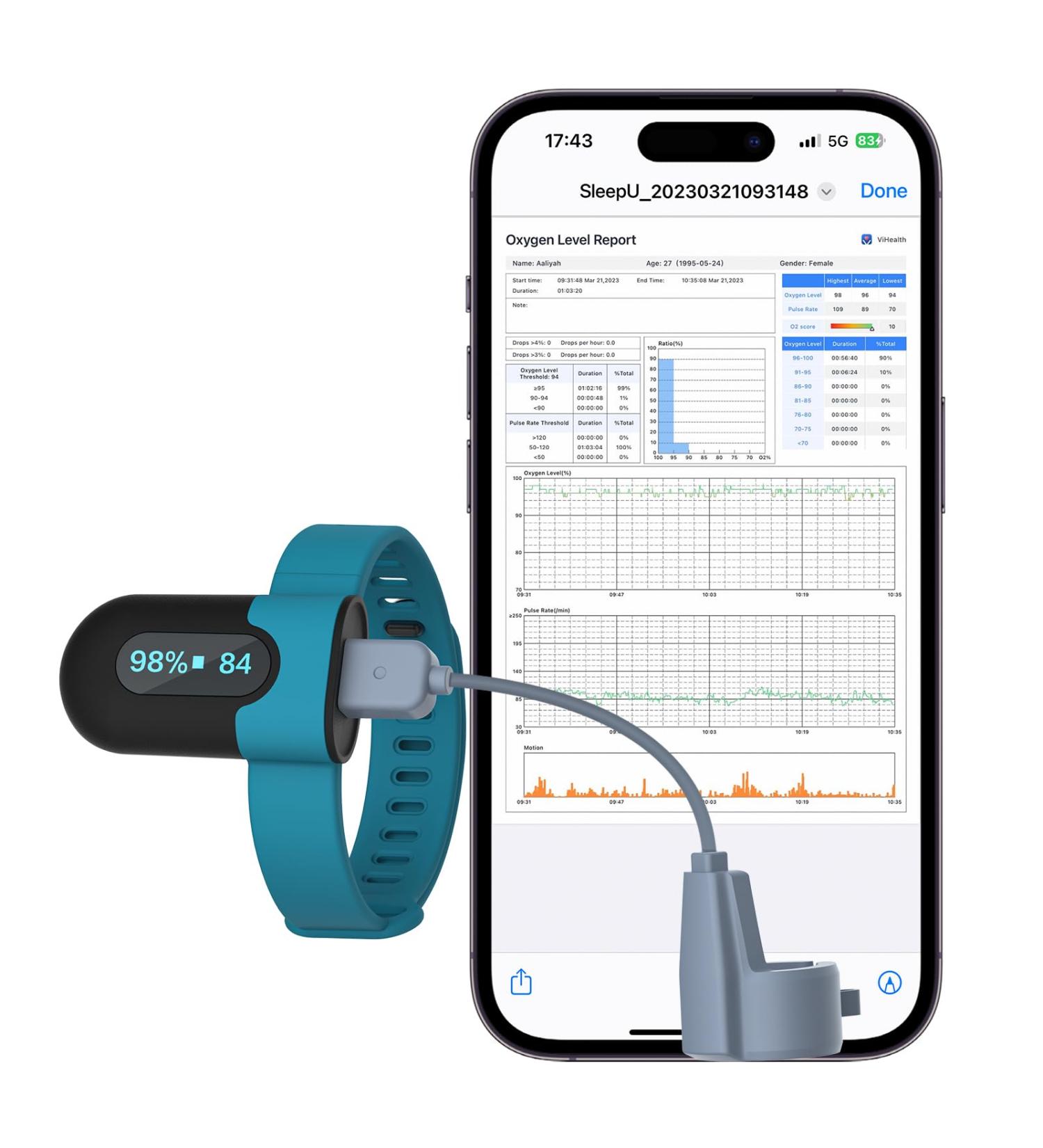 Buy Pulsoximeter Wrist Portable Oxygen Saturation Monitor with Bluetooth Real-Time Tracking & Vibration Alarm | 16-Hour Battery Life - Buy Online on GoSupps.com