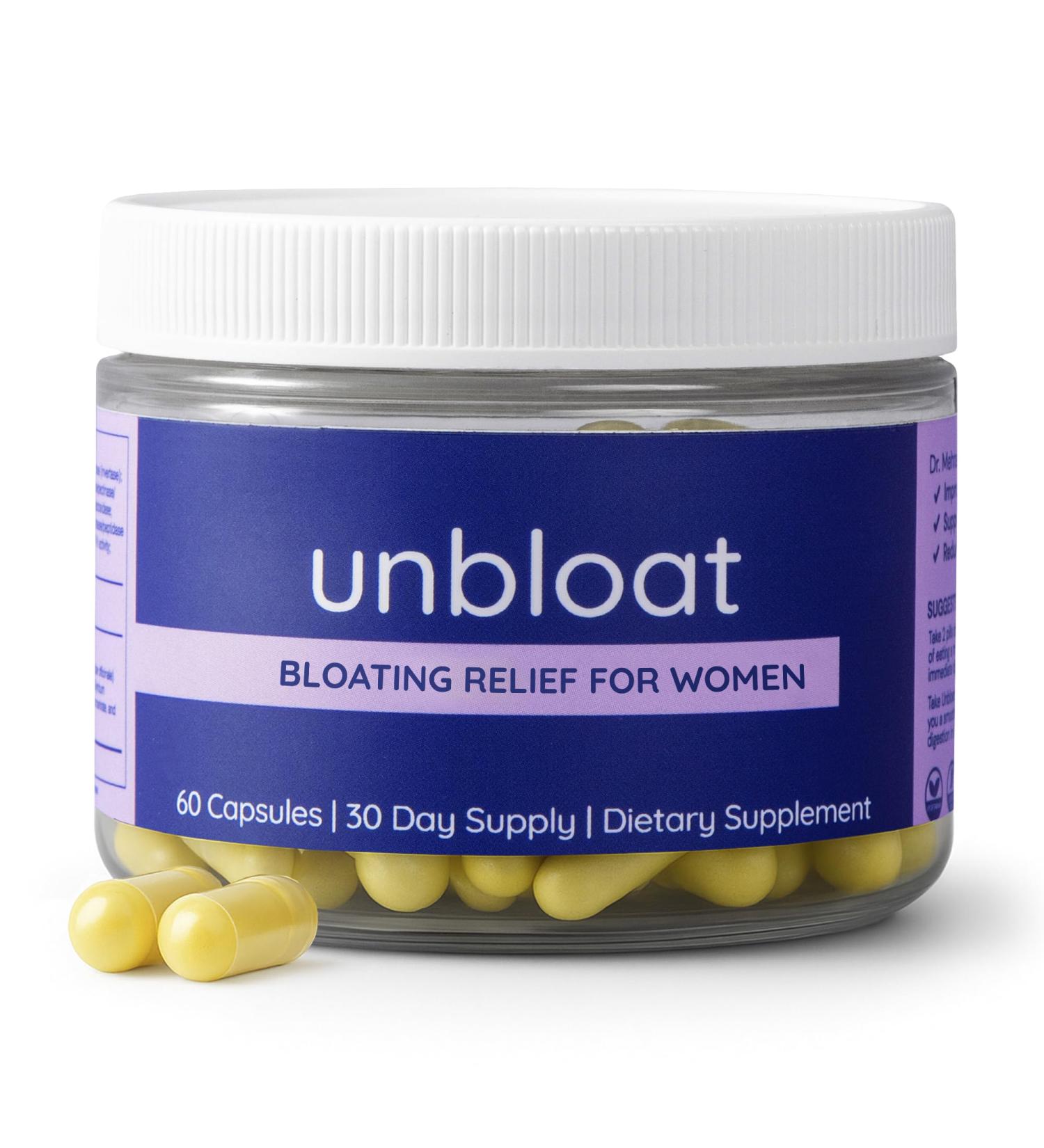 Unbloat Anti-Bloat Pills for Women - Bloating Relief for Women & Digestive Support Supplement - Enhances Gut Health - No Bloat Formula with Prebiotics & Probiotics - Debloating Supplements - 60 Count - Buy Online on GoSupps.com