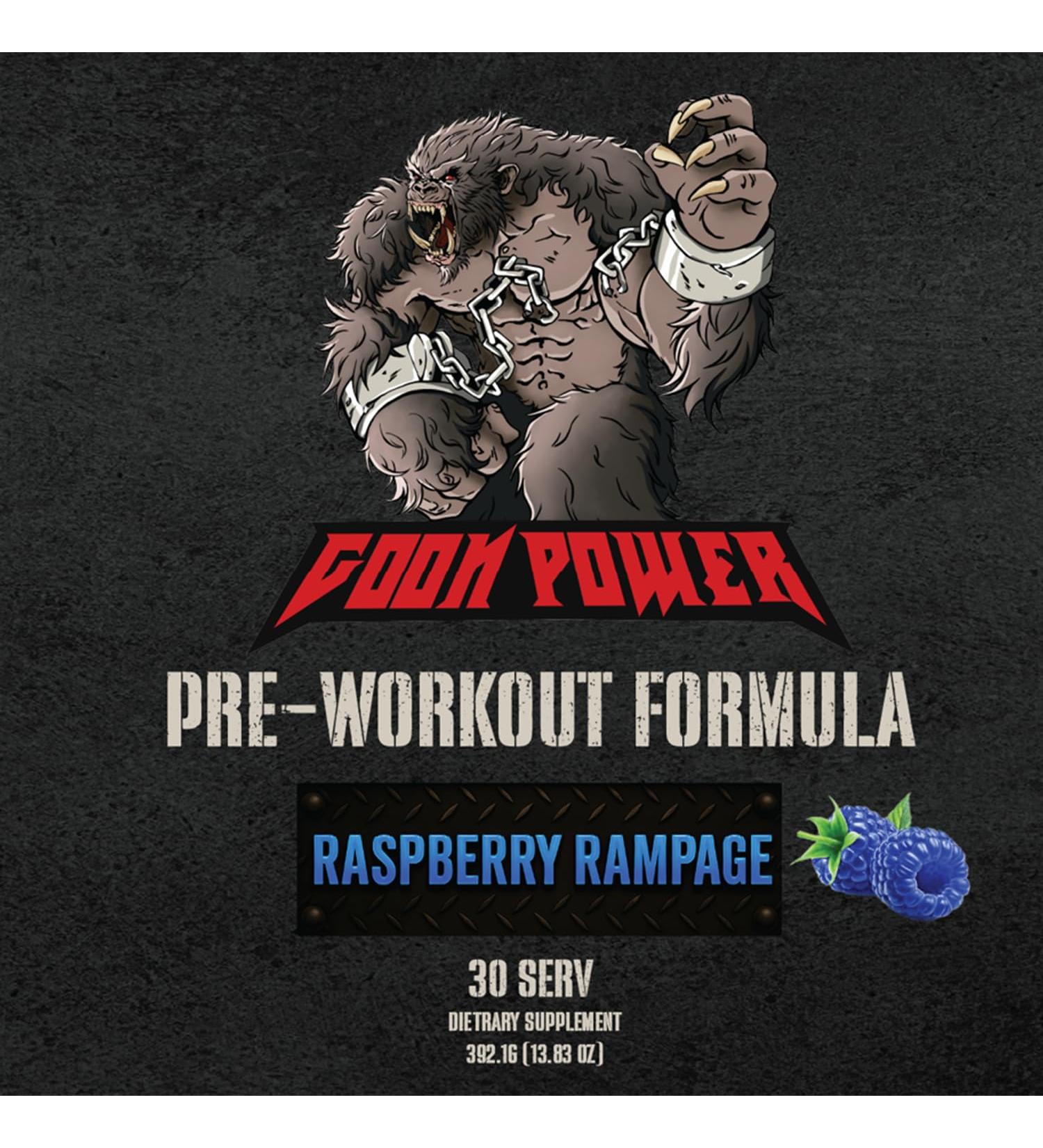GOON Power Pre-Workout Powder Raspberry Rampage | 350mg Caffeine Energy & Focus | Pumps & Endurance Formula | Veteran-Owned | 30 Servings - Buy Online on GoSupps.com