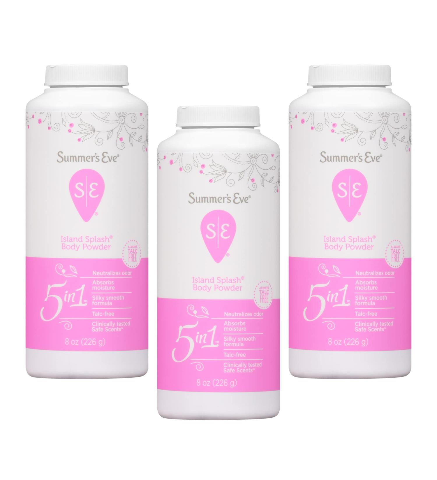 Summer's Eve Island Splash Body Powder 8 Oz - Pack of 3 - Refreshing Feminine Care - Buy Online on GoSupps.com