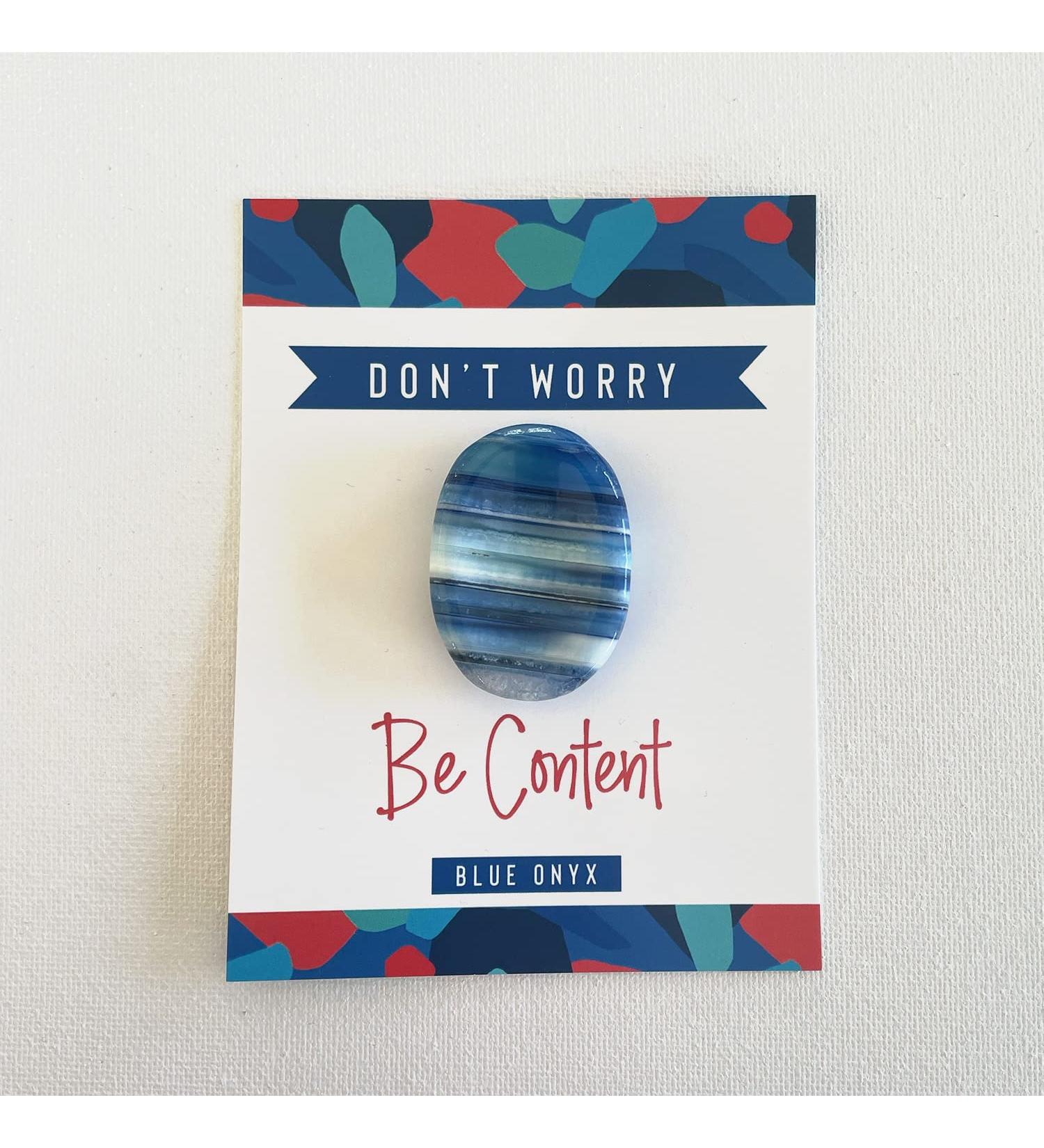 Blue Striped Onyx Banded Crystal Worry Thumb Stone - Meditation, Spiritual Stress Relief, Healing Energy - Reiki Chakra Blue Onyx Gift - Buy Online on GoSupps.com
