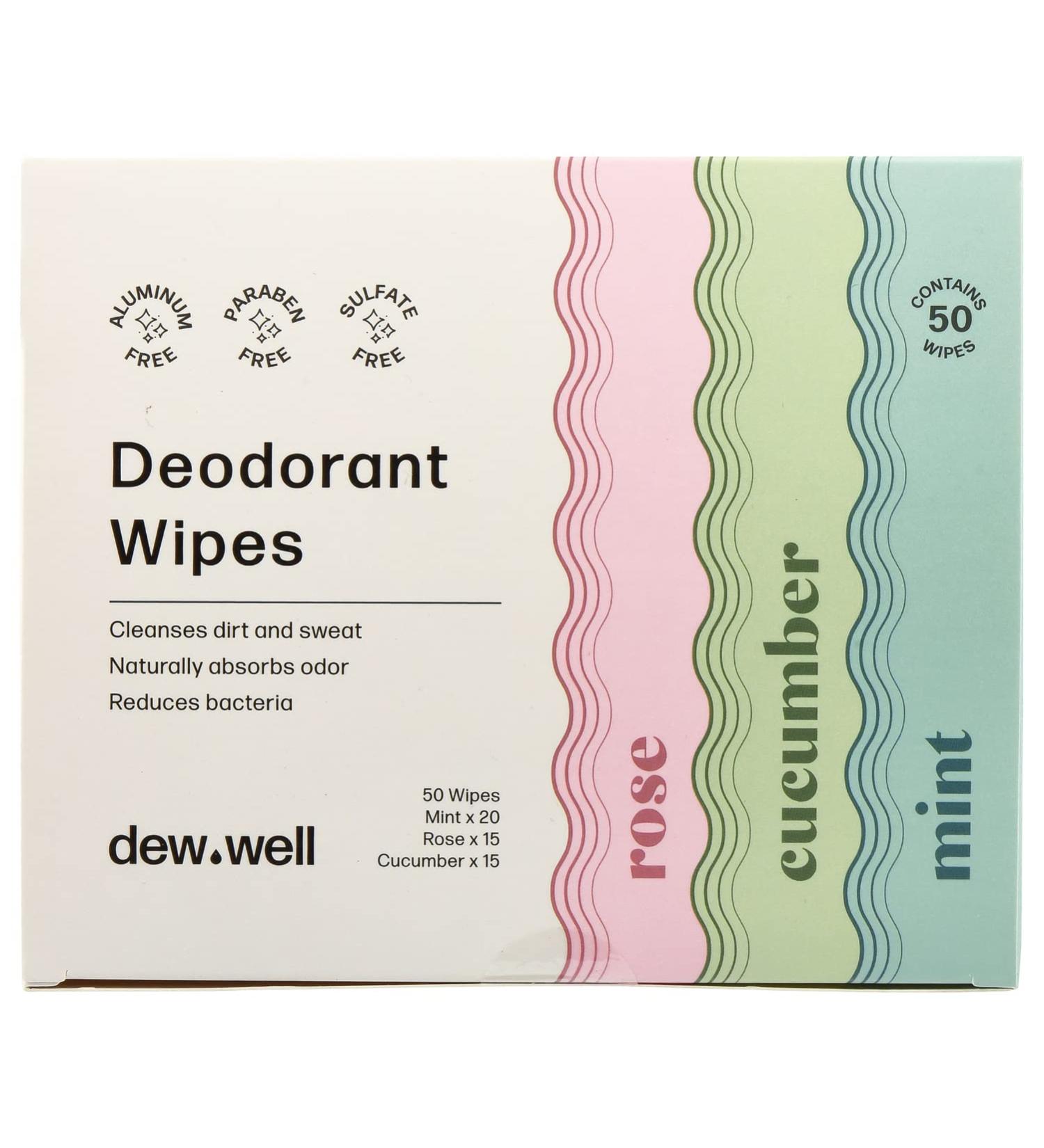Dew Well Refresh Deodorant Wipes - Aluminum, Paraben, and Sulfate Free - Variety Pack - 50 Individually Wrapped Wipes - Buy Online on GoSupps.com