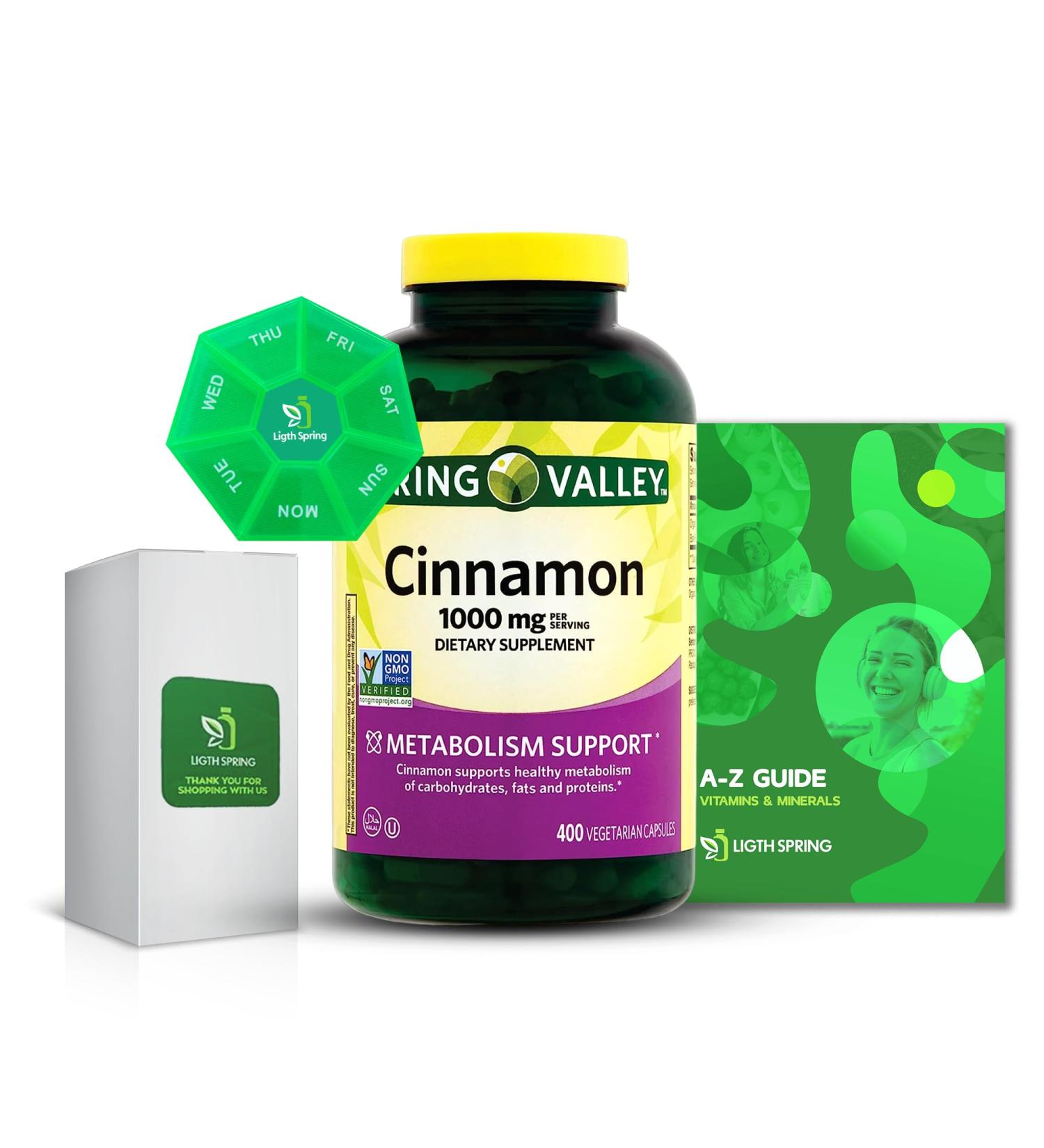 Cinnamon 1000mg Dietary Supplement Capsules 400 Count with Bundle Exclusive Better Ligth&Spring Guide - Buy Online on GoSupps.com