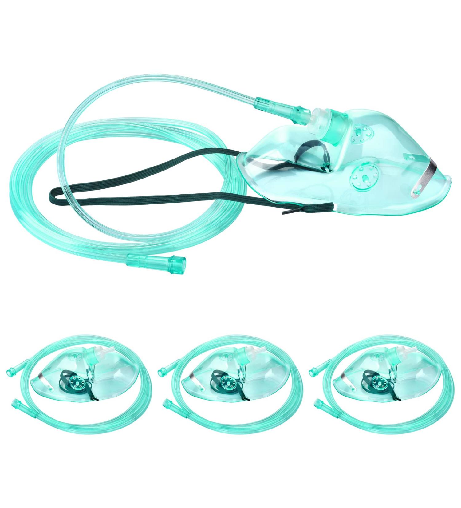 Adult Oxygen Mask with 6.6' Tubing & Adjustable Strap - Size L Green (3 Pack) - Buy Online on GoSupps.com