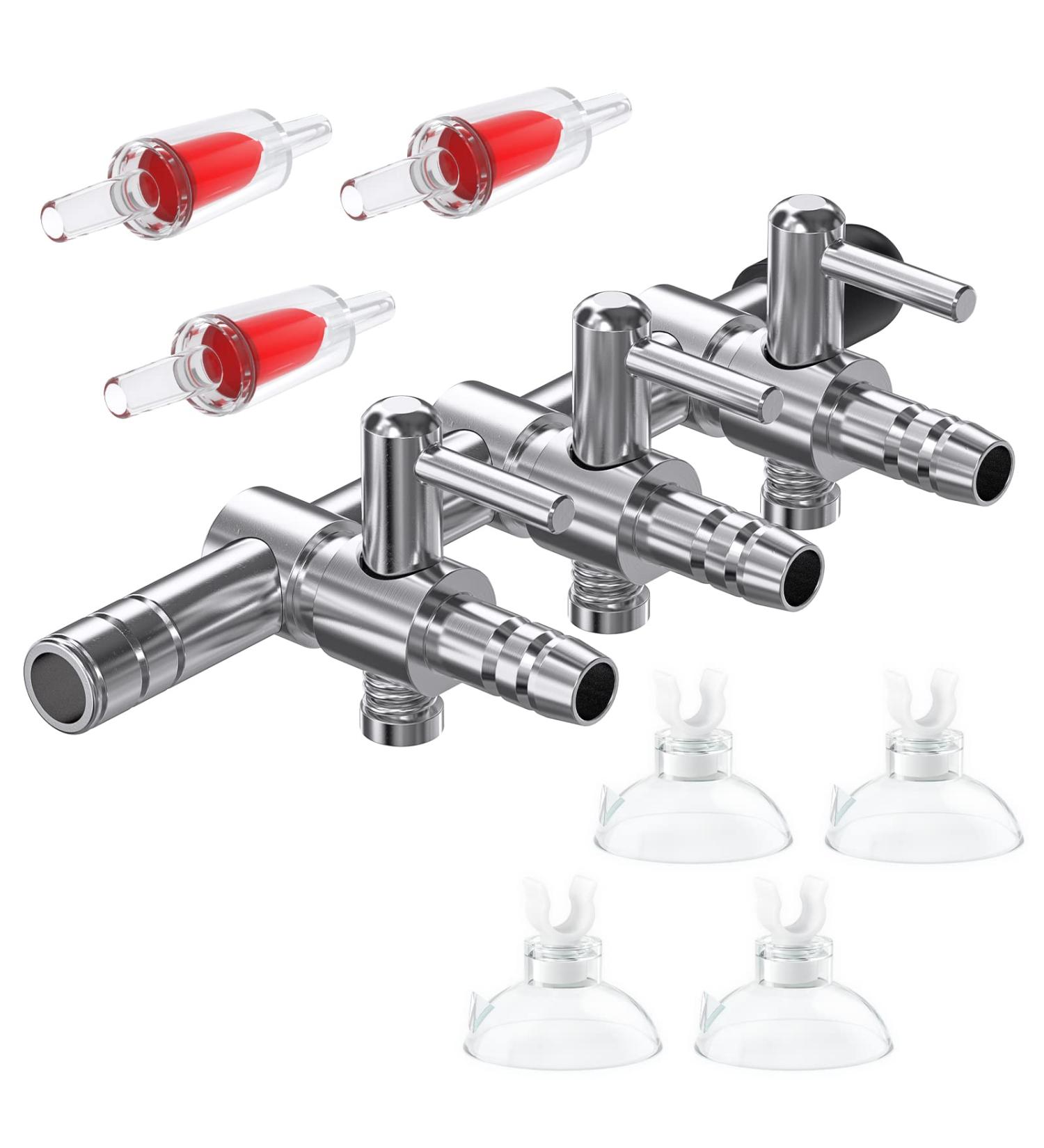 Pawfly 3-Way Aquarium Air Flow Controller Valve | Multi-Port Air Pump Distributor with Check Valves & Suction Cups - Ideal for Fish Tanks - Buy Online on GoSupps.com