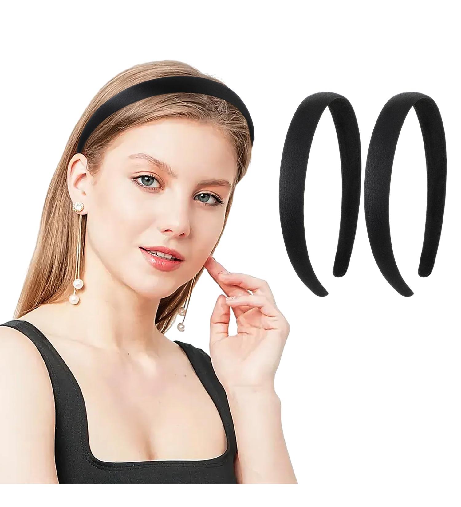 Buy Wllhyf 2-Pack Satin Stirring Straps - 2cm Wide Slipproof Headbands for Women & Girls | Fashionable Diy Hair Jewelry | Perfect for Halloween & Christmas - Black - Buy Online on GoSupps.com