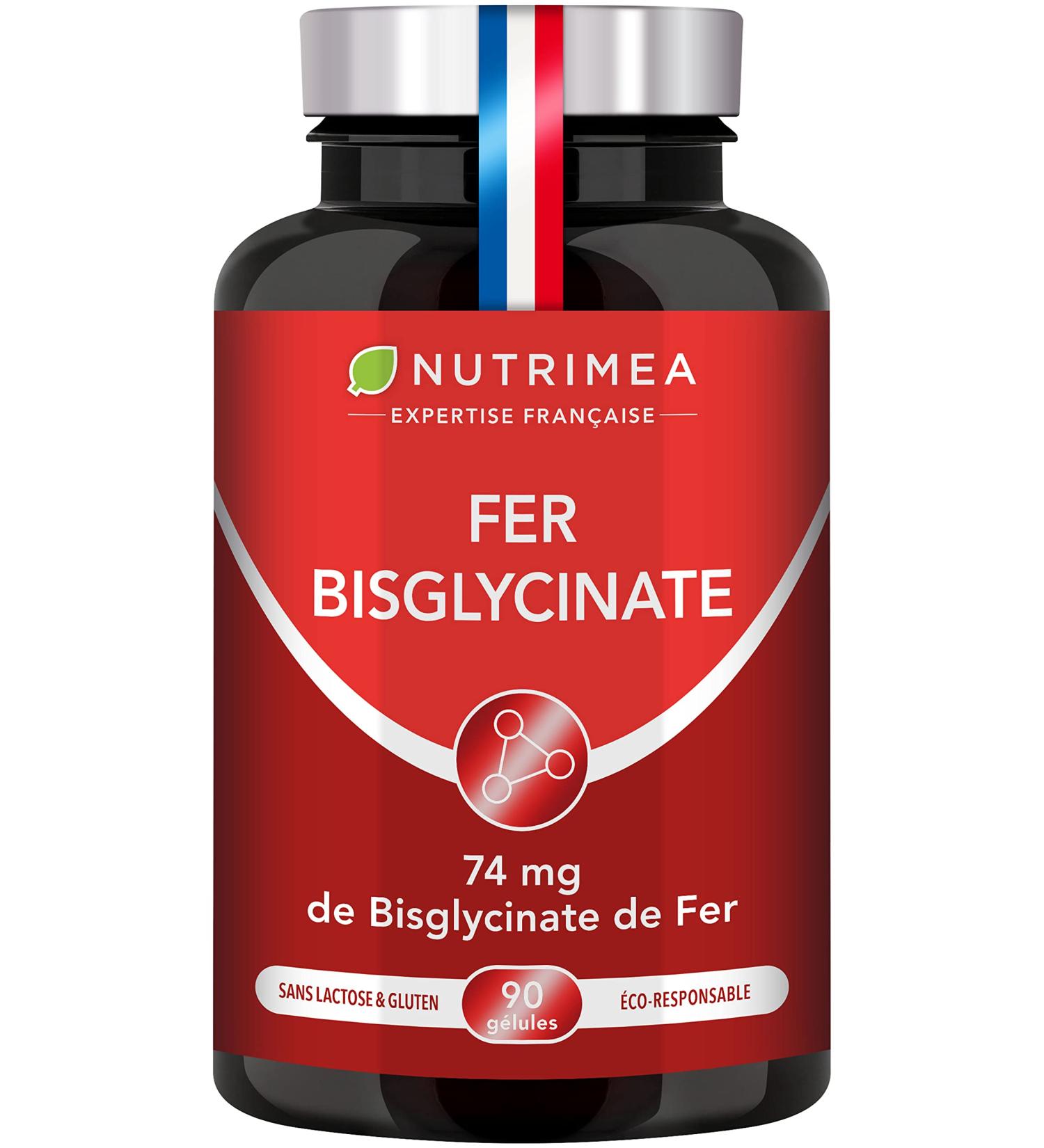 Iron Bisglycinate + Vitamin C - 14 mg of Iron/Capsule - Provides 100% of Daily Needs - Maximum Absorption & Bioavailability - Nutrimea - 90 Vegan Capsules - Made in France - Buy Online on GoSupps.com