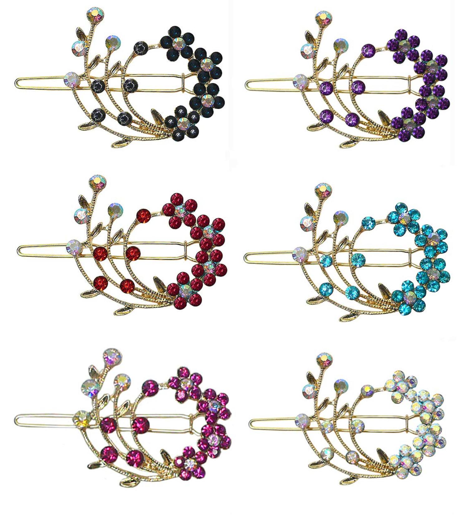 Set of 6 Snap Clip Barrettes for Thin Hair Women/Girls - Jet Purple Fuchsia Red Aqua AB - Buy Online on GoSupps.com