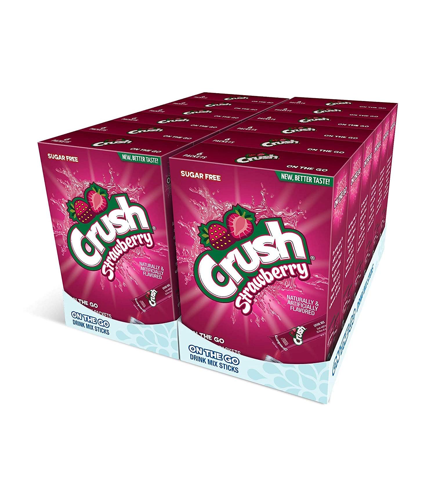 Crush- Powder Drink Mix - Sugar Free & Delicious (Strawberry, 72 Sticks)