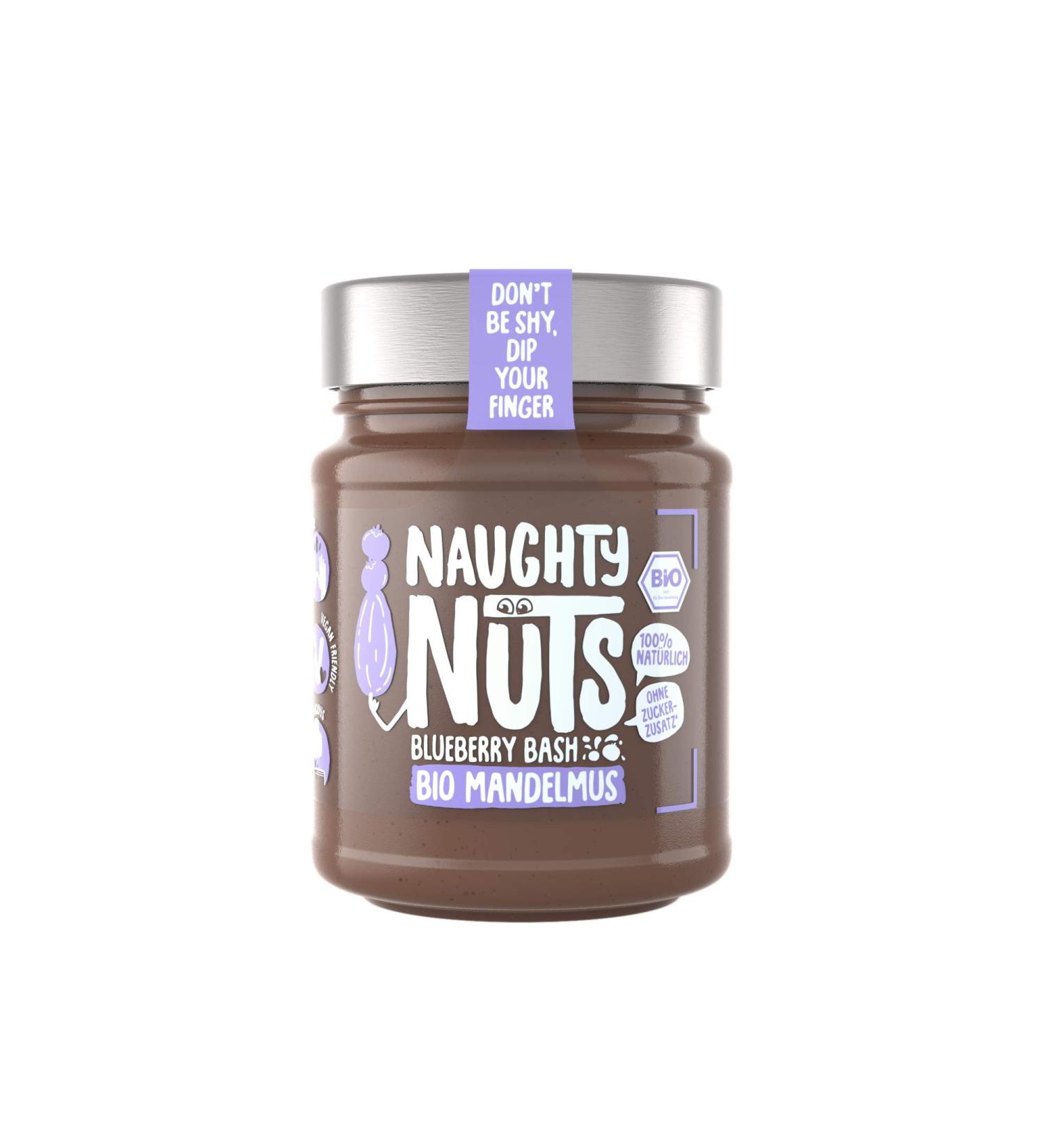 Naughty Nuts Bio Mandelmus Blueberry Bash - Vegan Peanut Butter 100% Natural No Palm Oil & Sugar Perfect Topping for Muesli | 250g - Buy Online on GoSupps.com