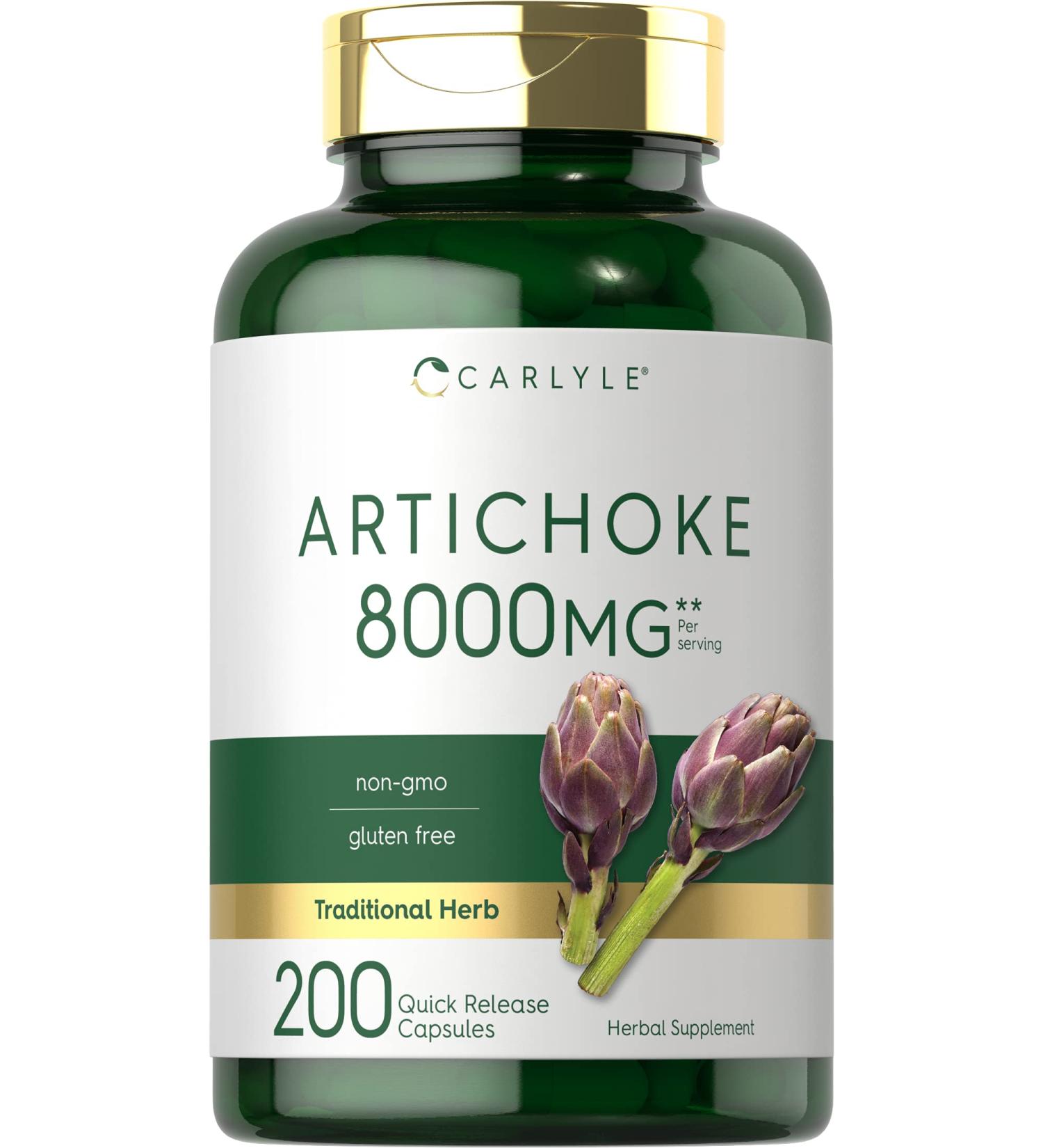 Artichoke Extract Capsules 8000mg | 200 Count | Non-GMO & Gluten-Free Supplement - Buy Online on GoSupps.com