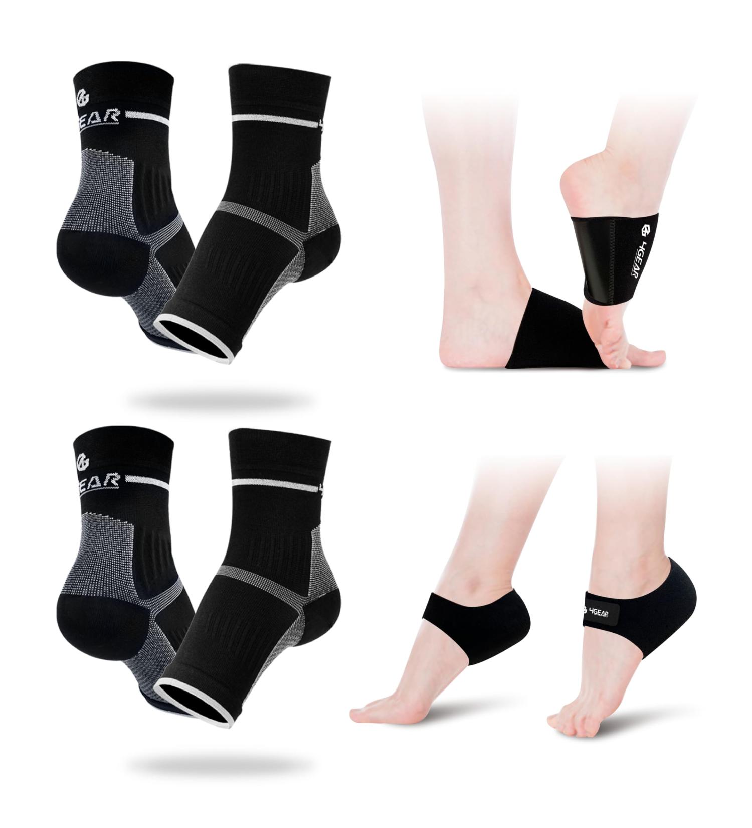 Plantar Fasciitis Pain Relief Kit - 2 Pairs Compression Foot Sleeves with Gel Cushioned Heel Protectors and Arch Supports - Fast Relief from Heel Spurs, Flat Feet, and Achilles Tendonitis - White, Size L for Women 9.5-10.5, Men 10-11 - Buy Online on GoSupps.com