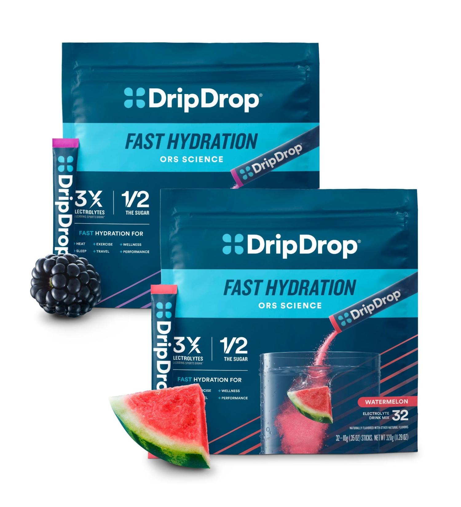 DripDrop Hydration - Electrolyte Powder Packets - Watermelon & Berry - 64 Count - Buy Online on GoSupps.com