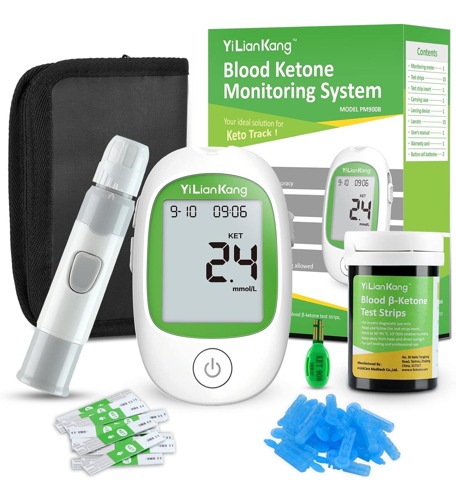 Blood Ketone Meter Kit - 15 Test Strips & Lancets for Keto Diet | Fast 5-Second Results | Monitor Ketosis Effectively - Buy Online on GoSupps.com
