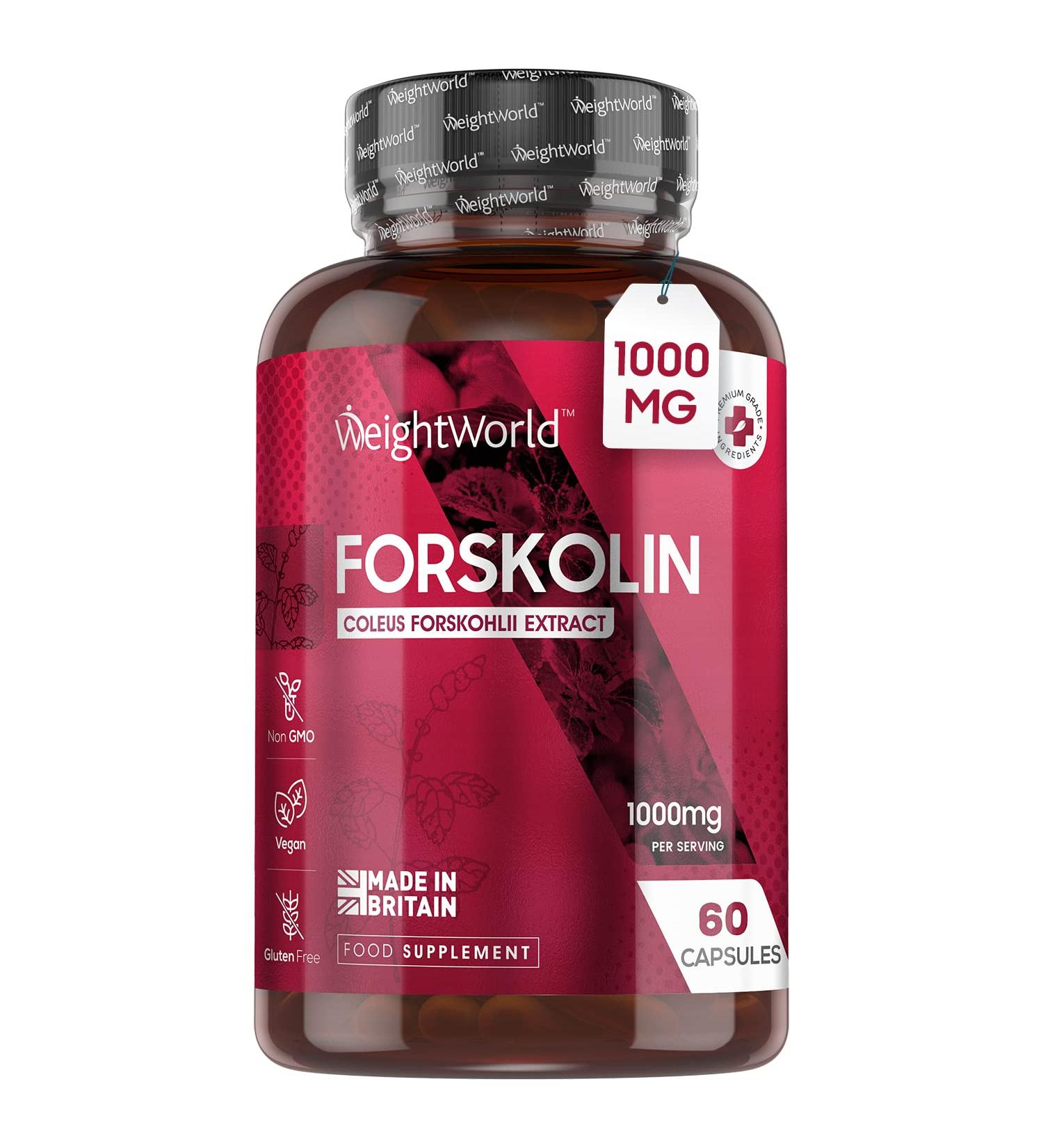 Forskolin Capsules 1000mg - 60 Vegan Capsules | Coleus Forskohlii Extract for Keto Diet | Allergen & GMO-Free Supplement for Men & Women - Buy Online on GoSupps.com