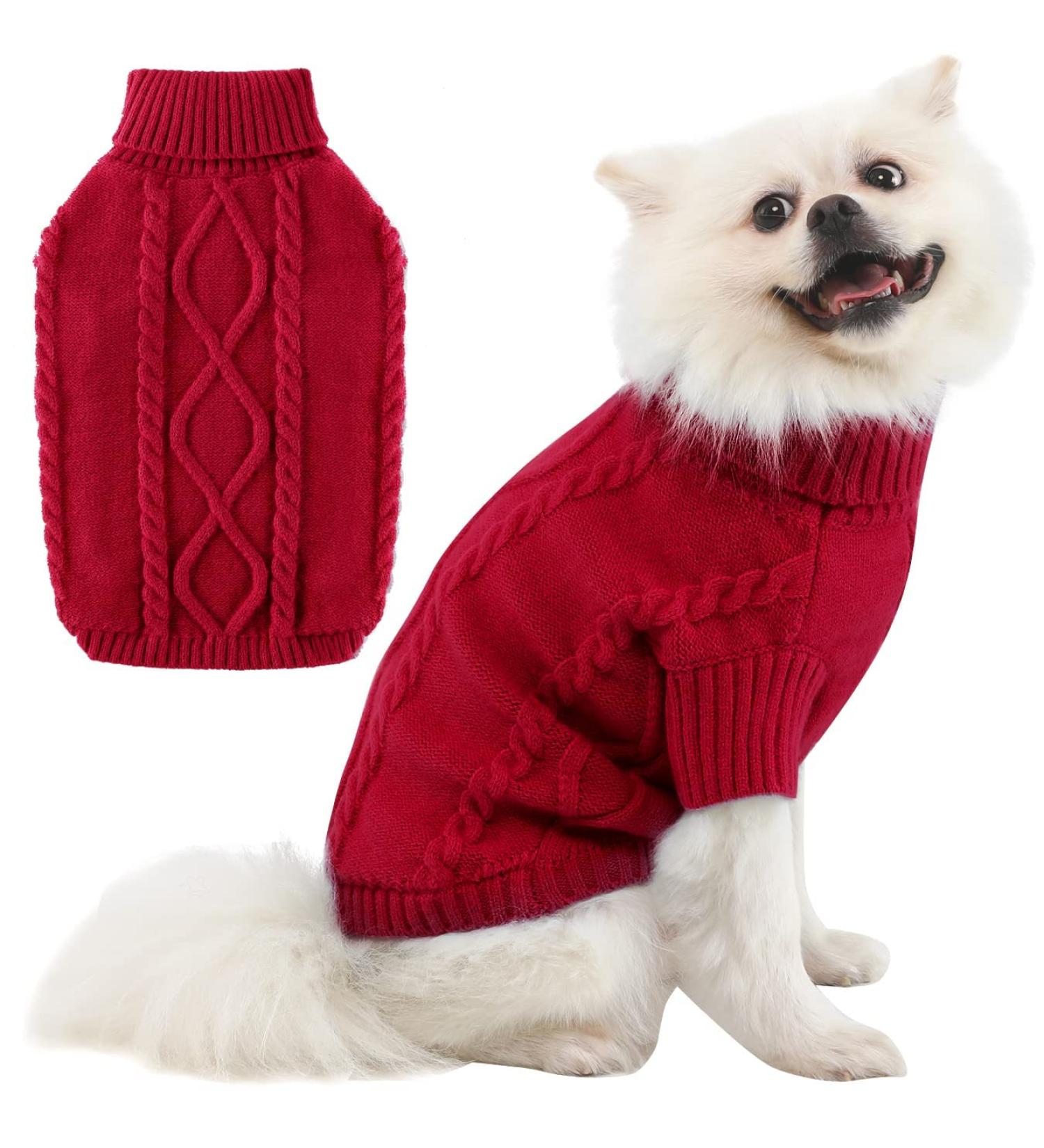Cozy Dog Sweaters for Small Dogs | Winter Knitting Coats for French Bulldogs & Puppies | Red XXL Pet Clothing - Buy Online on GoSupps.com