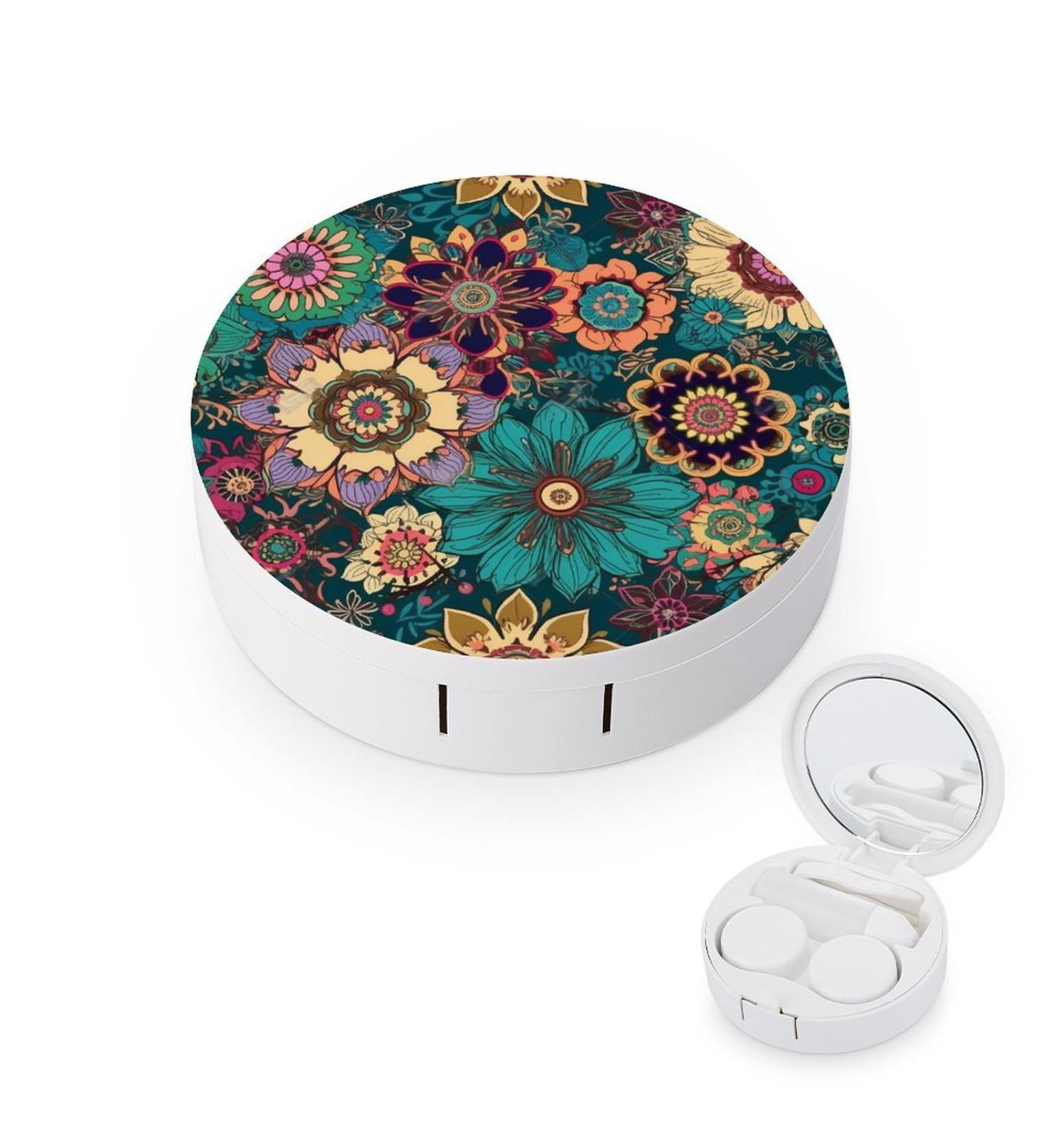 Bohemian Flower Contact Lens Case | Portable Travel Storage Box for Lenses - Buy Online on GoSupps.com