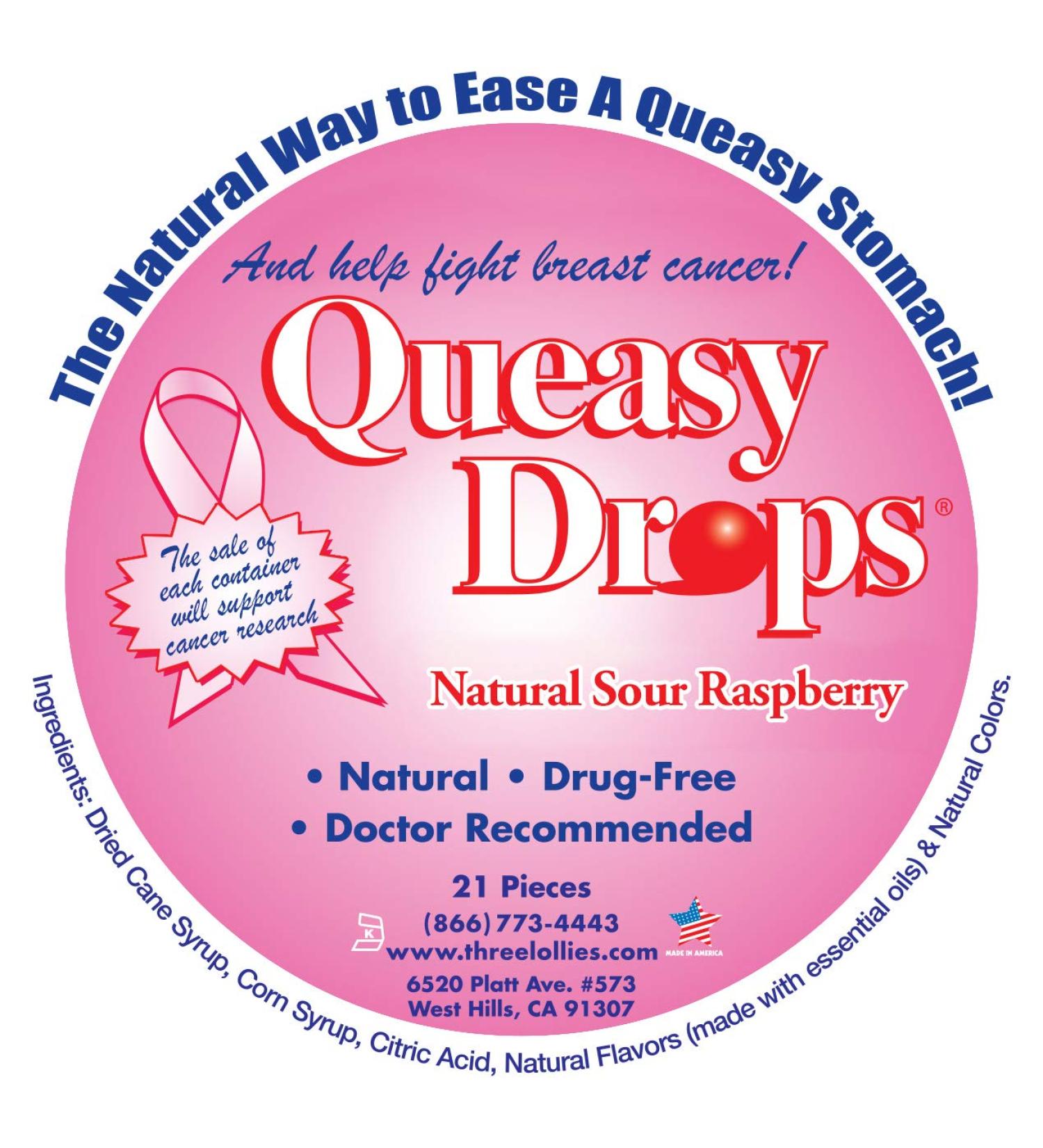 Queasy Drops for Breast Cancer Awareness | 21 Drops Nausea Relief - Drug Free & Gluten Free Raspberry Flavor 21 Count - Chemo, Motion Sickness, Hangover Relief - Buy Online on GoSupps.com