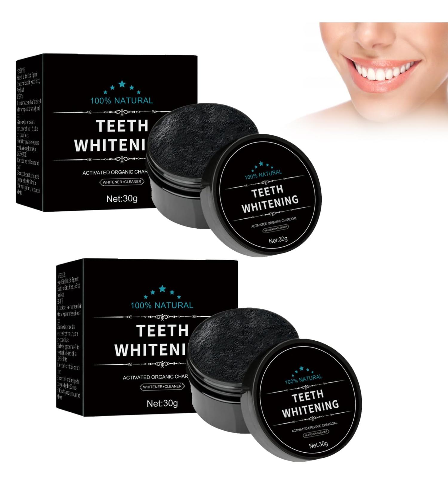 Natural Activated Carbon Tooth Whitening Powder - 2 Piece Set for Stain Removal Fresh Breath & Deep Cleaning - Buy Online on GoSupps.com
