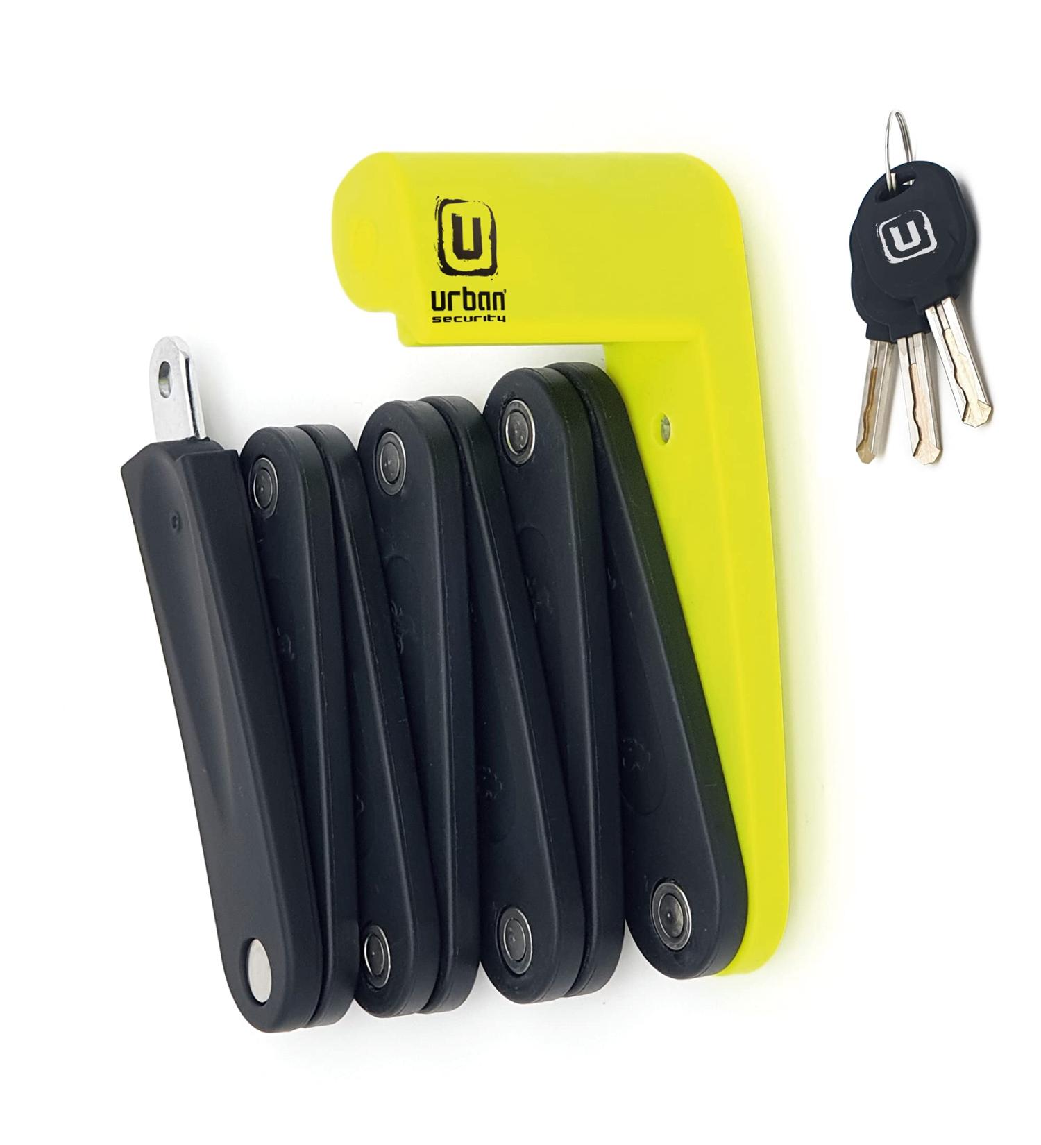URBAN UR469Y Folding Bike Lock - Heavy Duty Anti-Cut Steel Chain for Electric Scooters and Bicycles - Easy Mounting Bracket Included - Buy Online on GoSupps.com