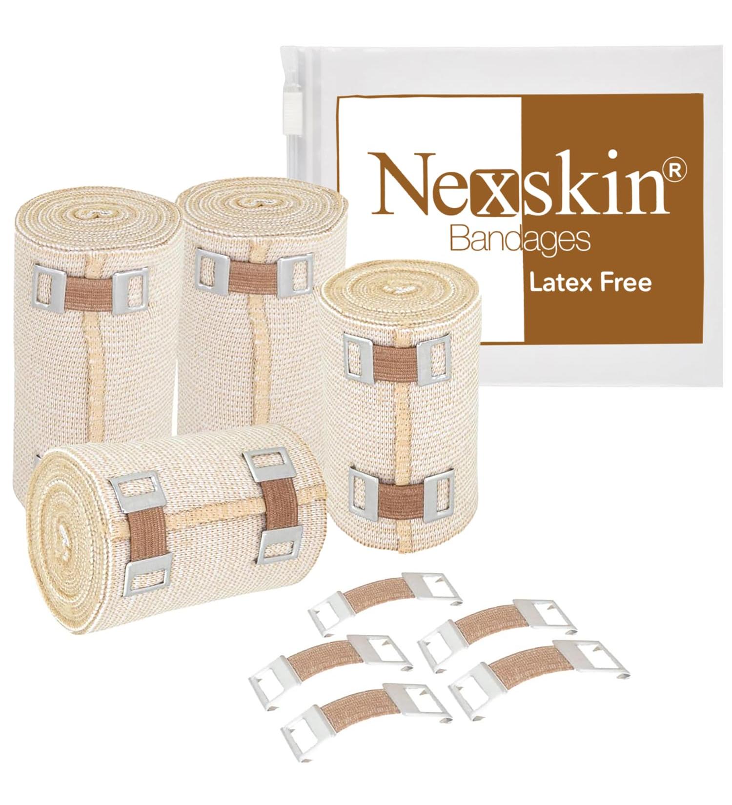Premium Elastic Bandage Wrap Set - Latex Free Medical Compression Bandages | Washable & Reusable USA Cotton | Nexskin Hook & Loop Fasteners - Buy Online on GoSupps.com