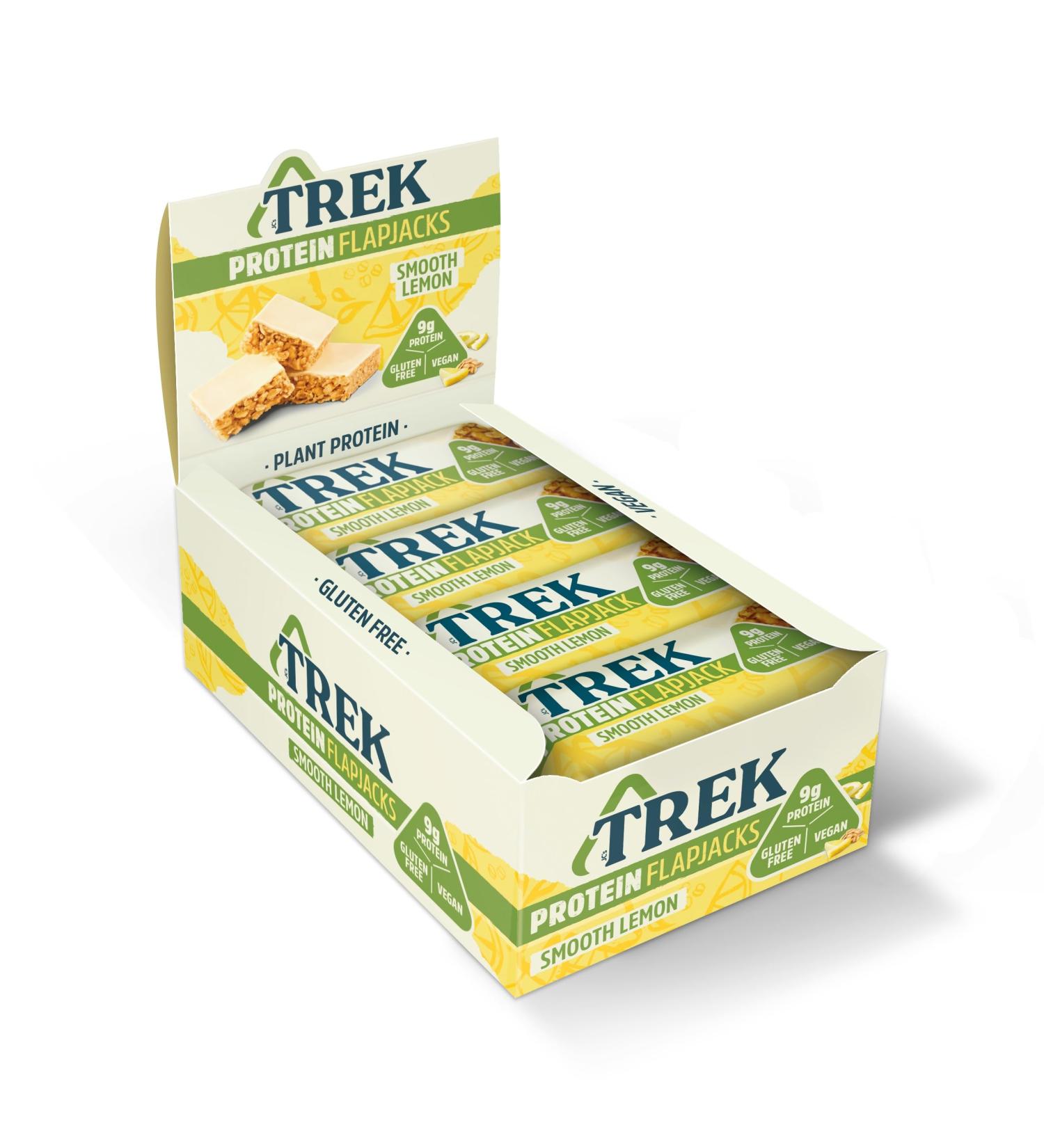 TREK High Protein Flapjack Smooth Lemon - Gluten Free Vegan Snack - 16 Bars - Buy Online on GoSupps.com