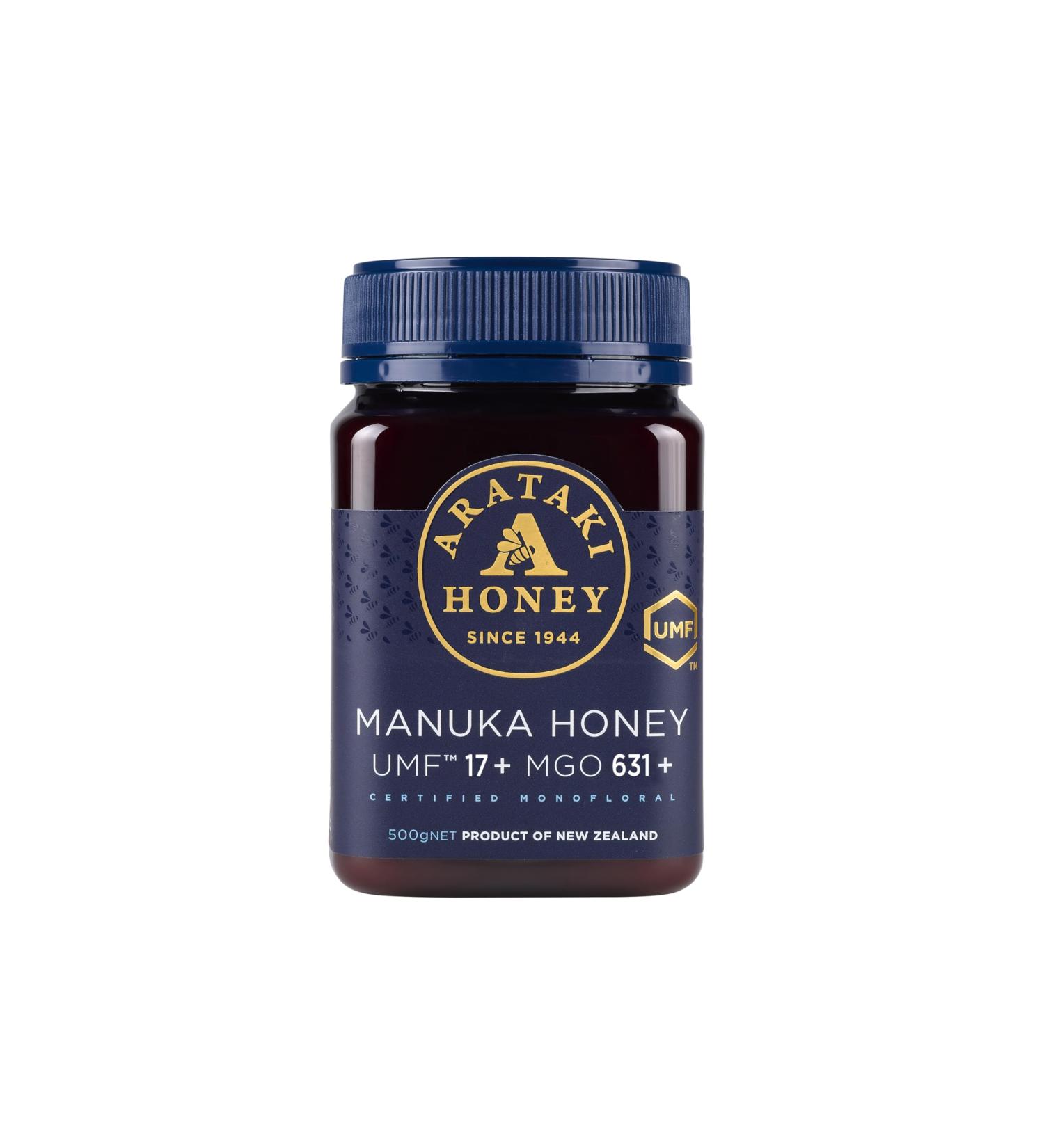 ARATAKI Certified Manuka Honey UMF 17+ MGO 631+ 500g produced and packed in New Zealand - Buy Online on GoSupps.com