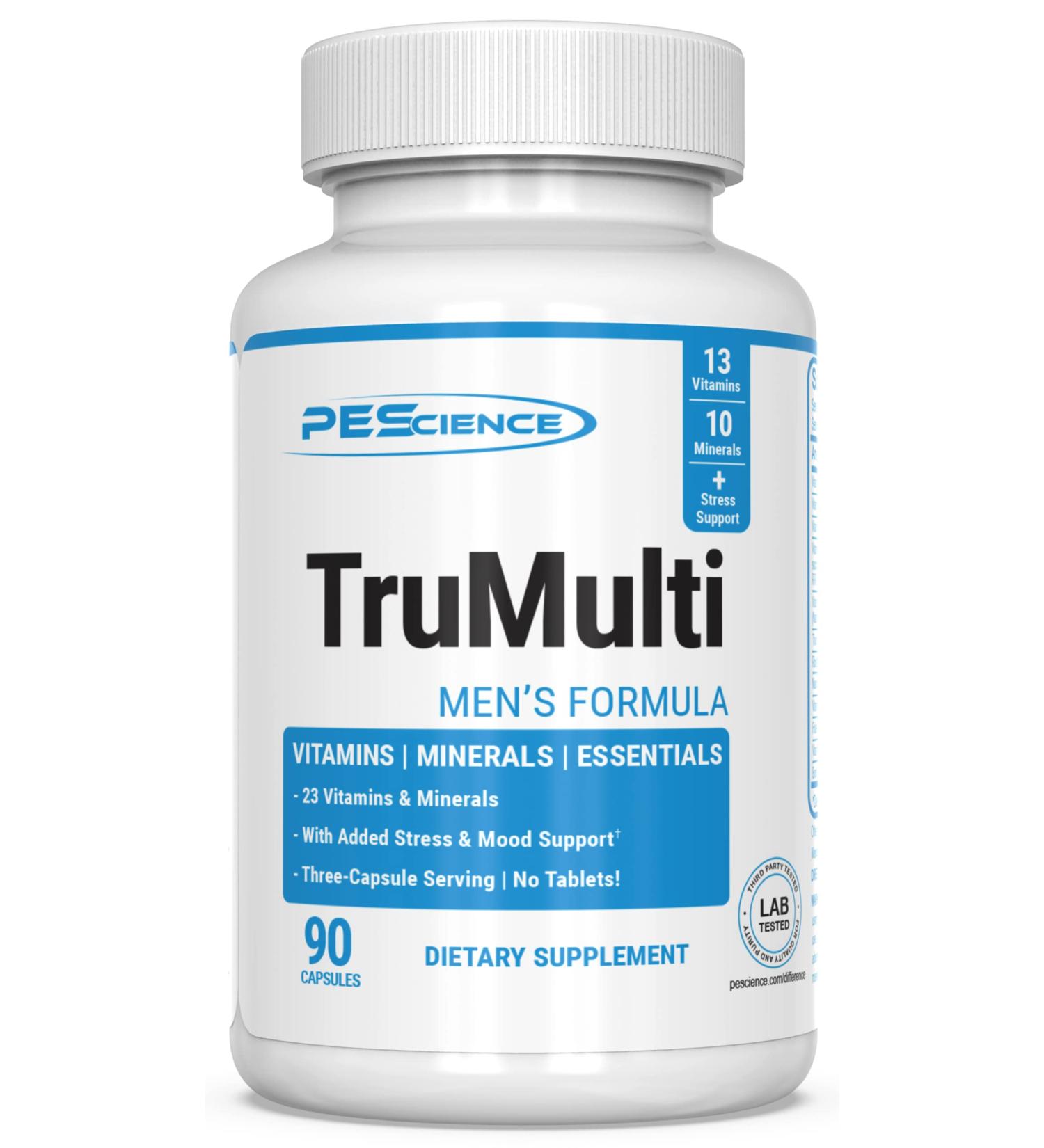 PEScience TruMulti Men's Multivitamin - Immune & Stress Support Formula with Vitamin C, D, Zinc - 90 Capsules - Buy Online on GoSupps.com