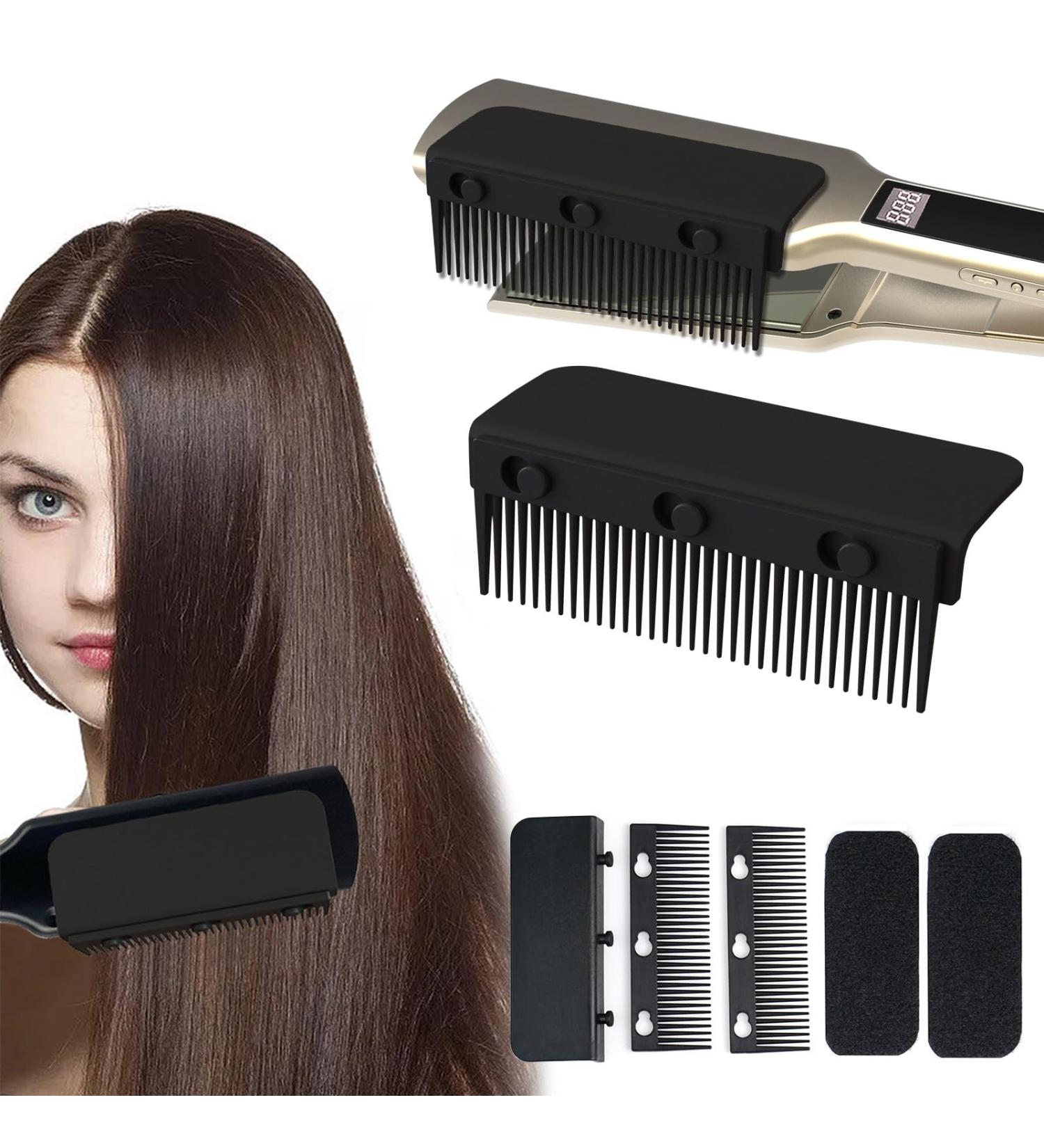 Flat Iron Comb Attachment Clip On - 500 F High Temp Hair Styling Tool for Professional & Home Use (Black - Buy Online on GoSupps.com