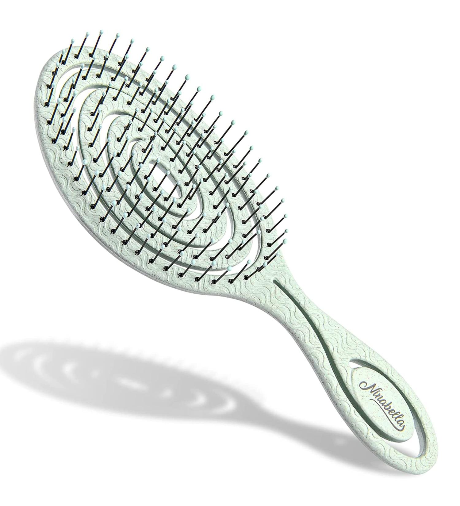 Ninabella Bio Hairbrush for All: Detangling Brush for Curls & Long Hair - Mint Green - Ideal for Men Women & Kids - Buy Online on GoSupps.com