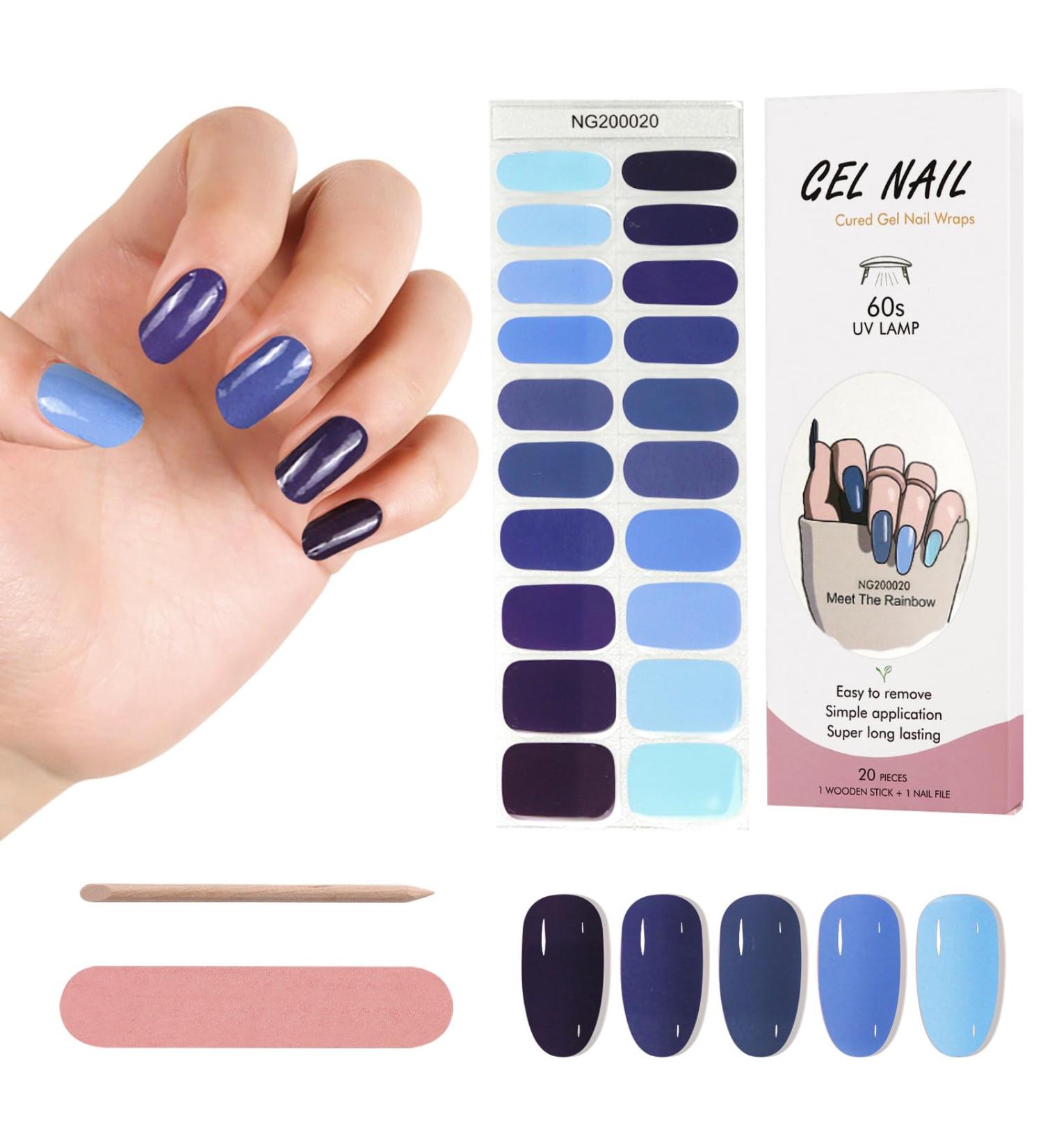 Kalolary Purple Gel Nail Polish Strips - 20 Stickers | Self-Adhesive, Full Wraps with Nail File | UV/LED Lamp Required - Buy Online on GoSupps.com