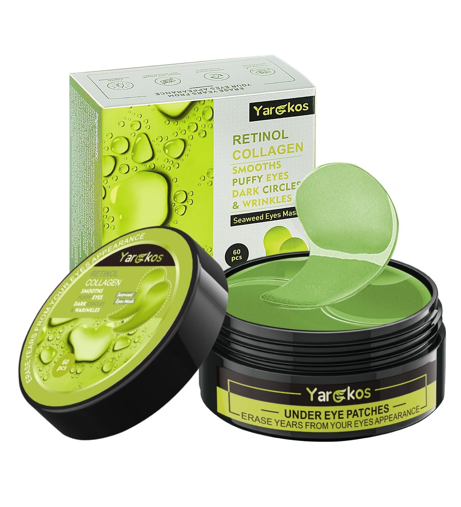 Green Gold Collagen Under Eye Mask (60 Pcs) - Hydrating Gel Pads for Dark Circles, Puffiness & Wrinkles - 30 Pairs Under Eye Patches for Men & Women - Beauty Skin Care Treatment - Buy Online on GoSupps.com