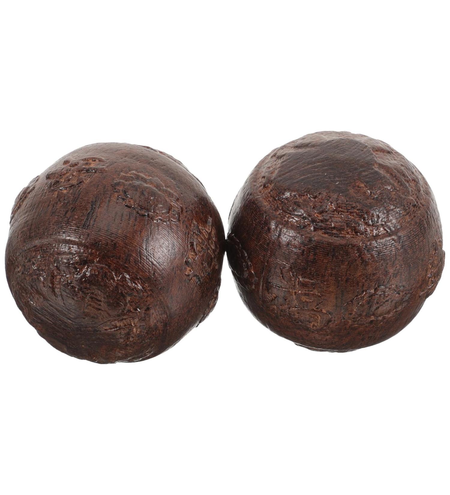 Ipetboom 1 pair of decorative handballs Decompression toy Kegelball Hand massage ball Stress exercise balls Baoding balls train hand surface massage ball. Small ball older wood