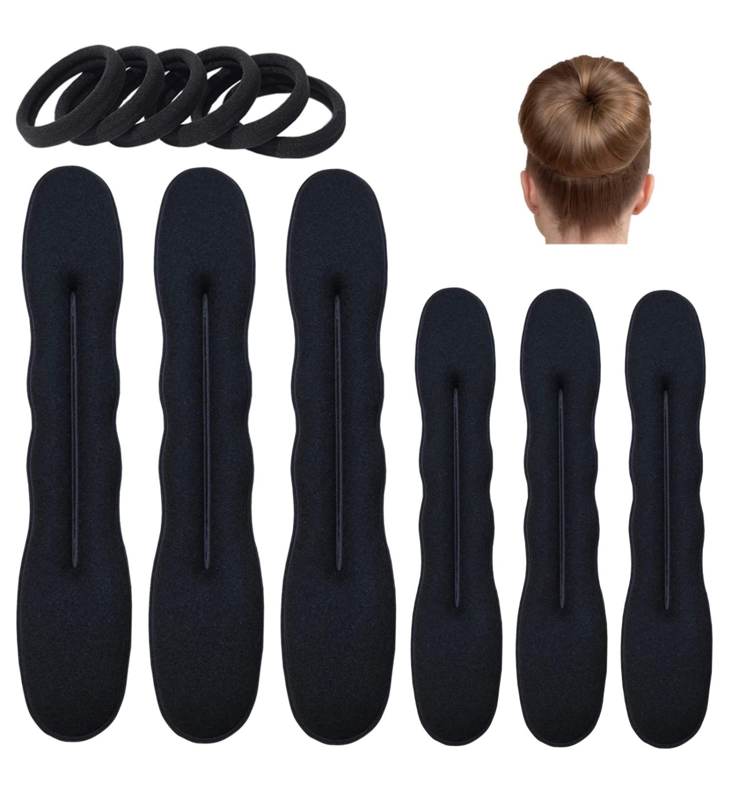 6 Pack Hair Bun Maker | Easy Magic Snap Roll Sponge Donut Hair Maker for Women - Black - Buy Online on GoSupps.com