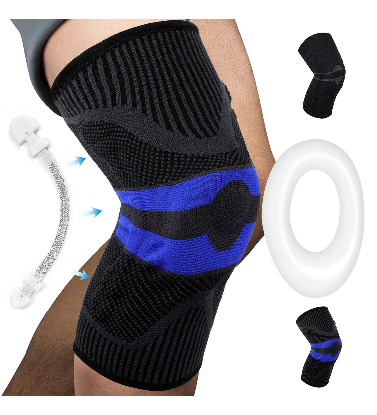Milaiun Knee Brace - 2 Pack Compression Supports for Men & Women with Side Stabilizers & Patella Gel - Orthopedic Knee Bandage for Strength Sports & Arthrosis - Blackish Violet - Buy Online on GoSupps.com