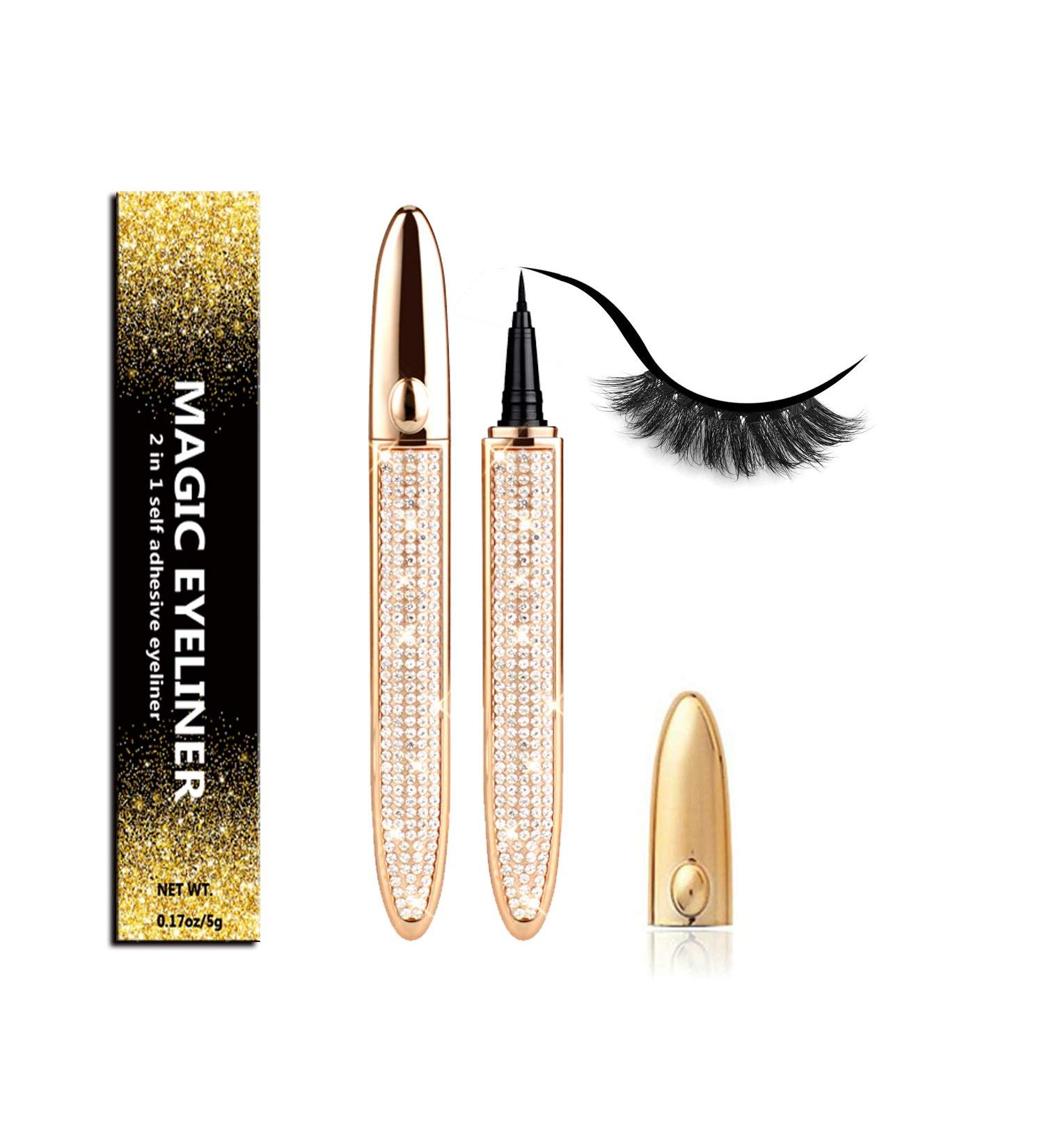 Magic Eyelash Glue Pen & Glitter Eyeliner - 2-in-1 Self-Adhesive Eyeliner (Gold) - Buy Online on GoSupps.com