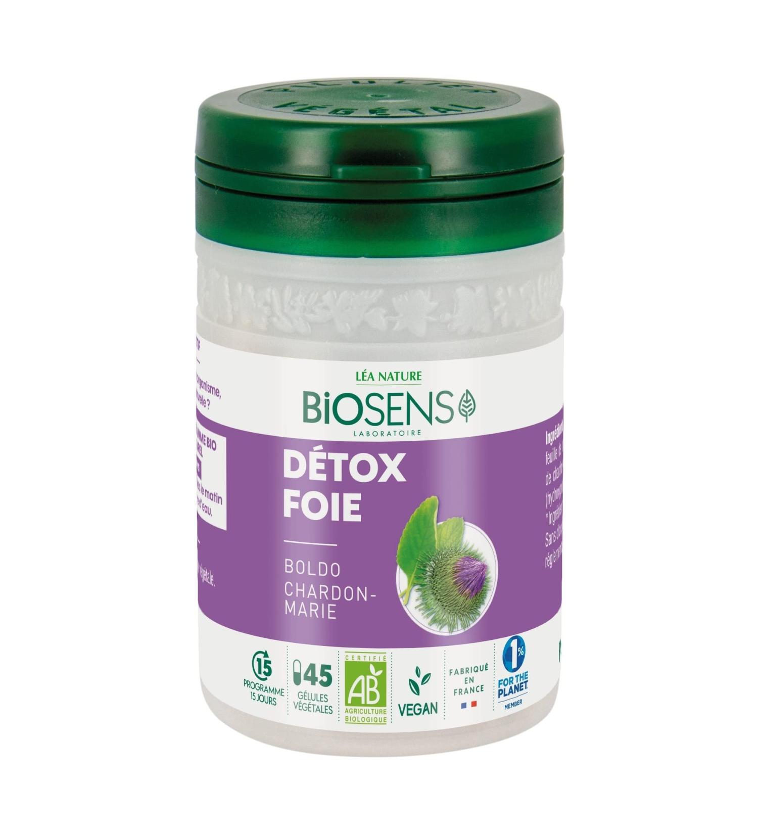 Biosens Boldo and Milk Thistle Detox Vegetable Capsule - Certified Organic AB Vegan - Made in France - 15 Day Program - 45 Capsules - Buy Online on GoSupps.com