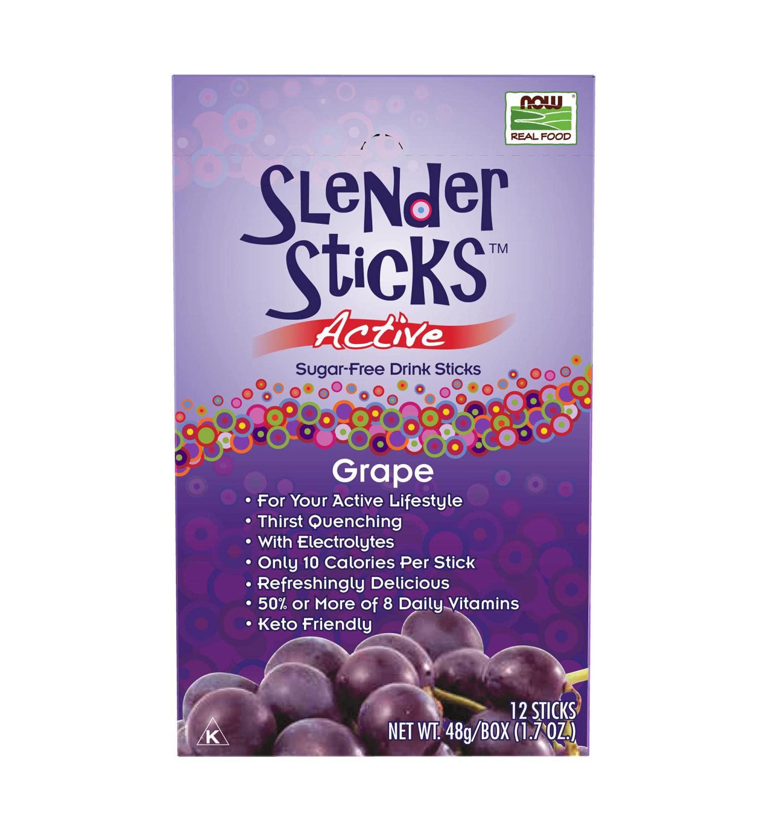 Now Foods Real Food Slender Sticks - Active Grape 12 Sticks (17 oz) | Healthy Snack - Buy Online on GoSupps.com