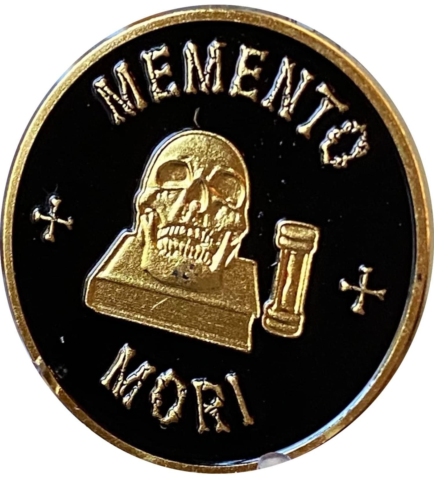 Memento Mori Skull Hourglass Medallion - Black Gold Death Reminder Coin - Buy Online on GoSupps.com
