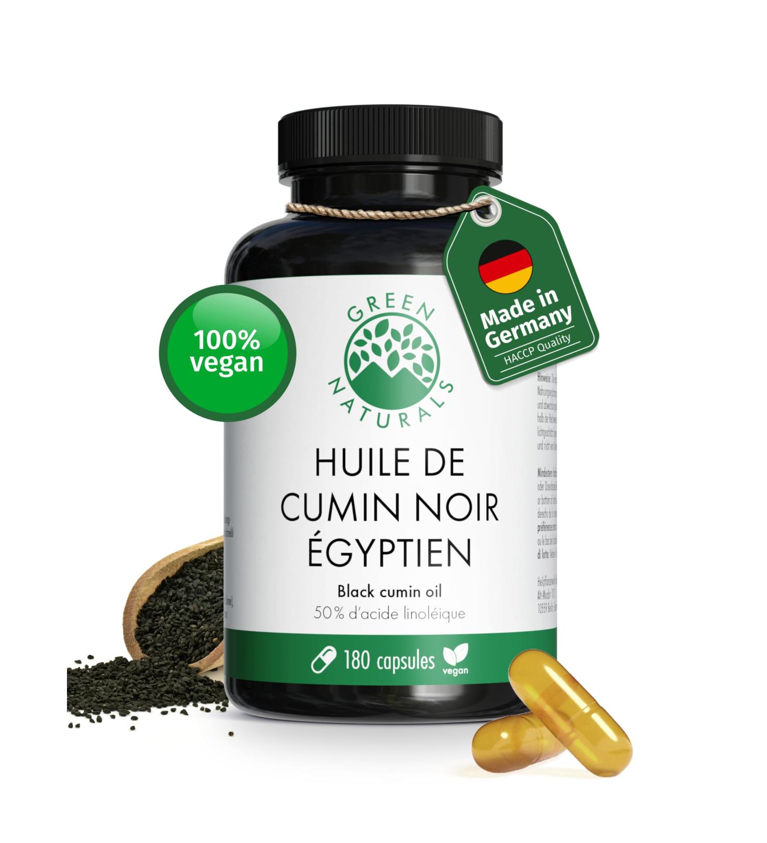 Egyptian Nigella Oil 3000 mg - 50% Linoleic Acid - 180 Capsules - 100% Natural Pure and Vegan - Buy Online on GoSupps.com