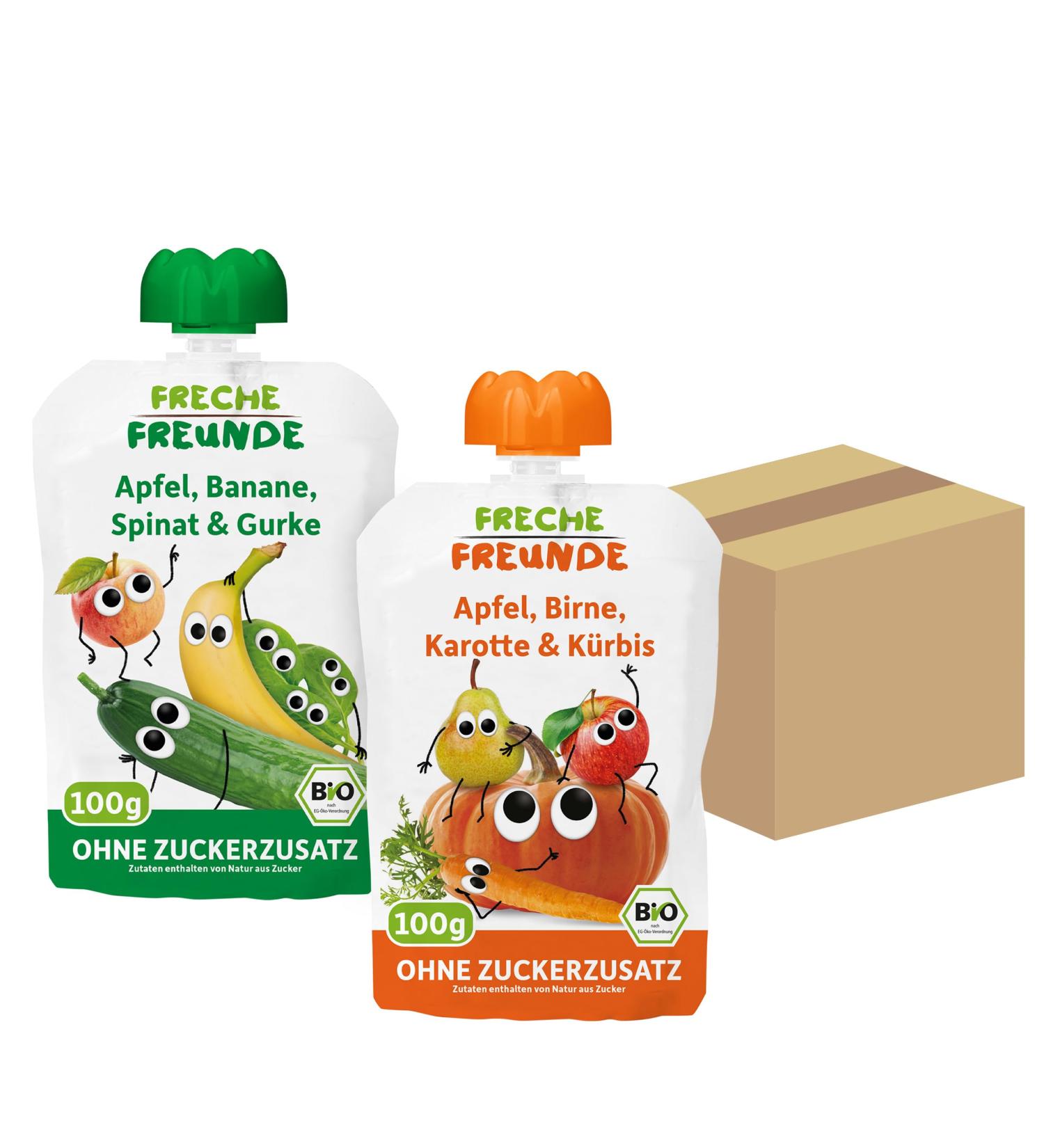 SCHWEISTRE FRIENDS BIO Quetschie - 12-Pack Organic Fruit & Vegetable Squeeze Pouches for Kids | Vegan & Nutritious Snacks for Babies 6+ Months - Buy Online on GoSupps.com