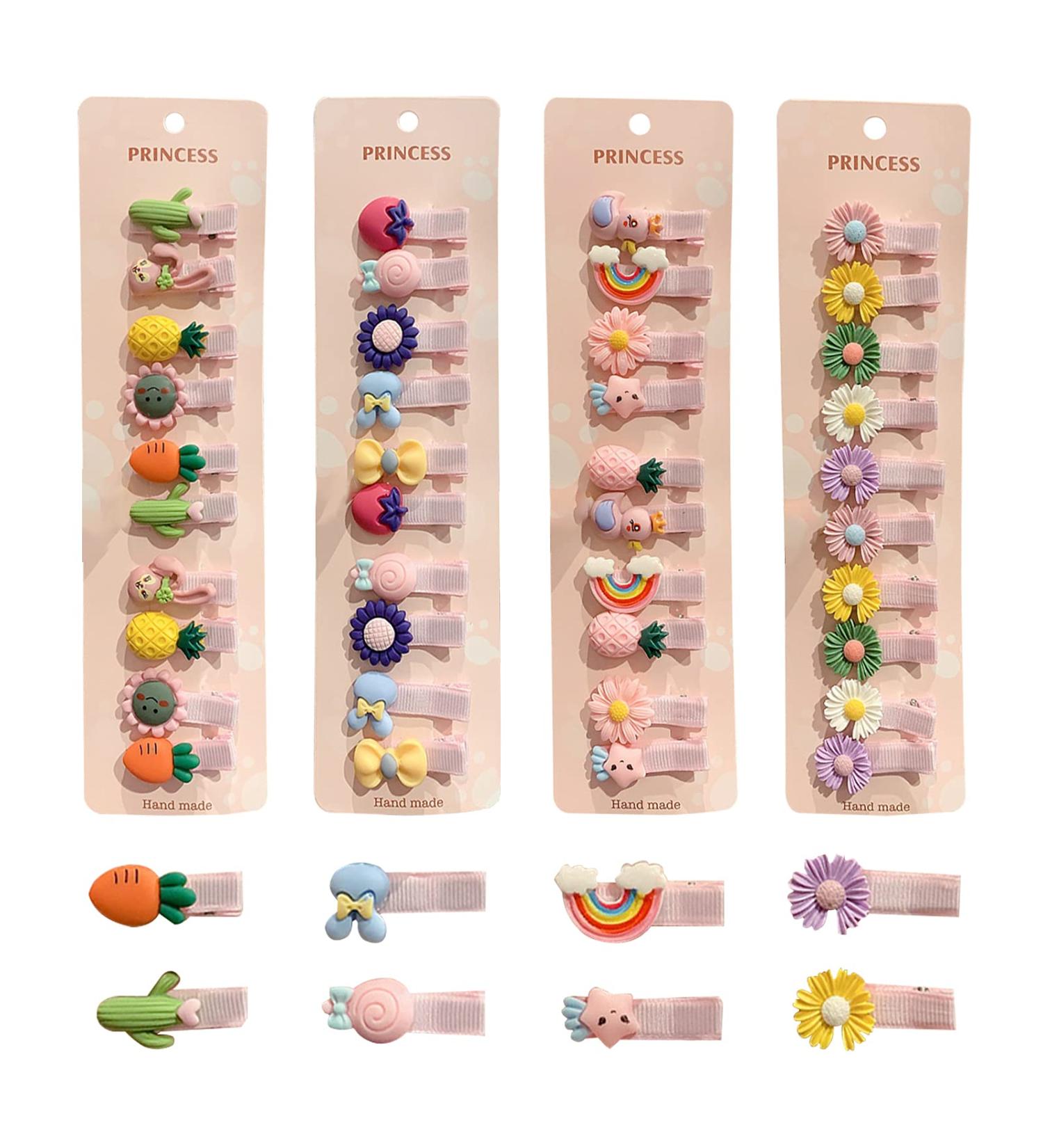 40 Cute Mhwan Hair Clips for Girls - Non-Damaging Flower Fruit and Rainbow Accessories - Baby Pink Collection - Buy Online on GoSupps.com