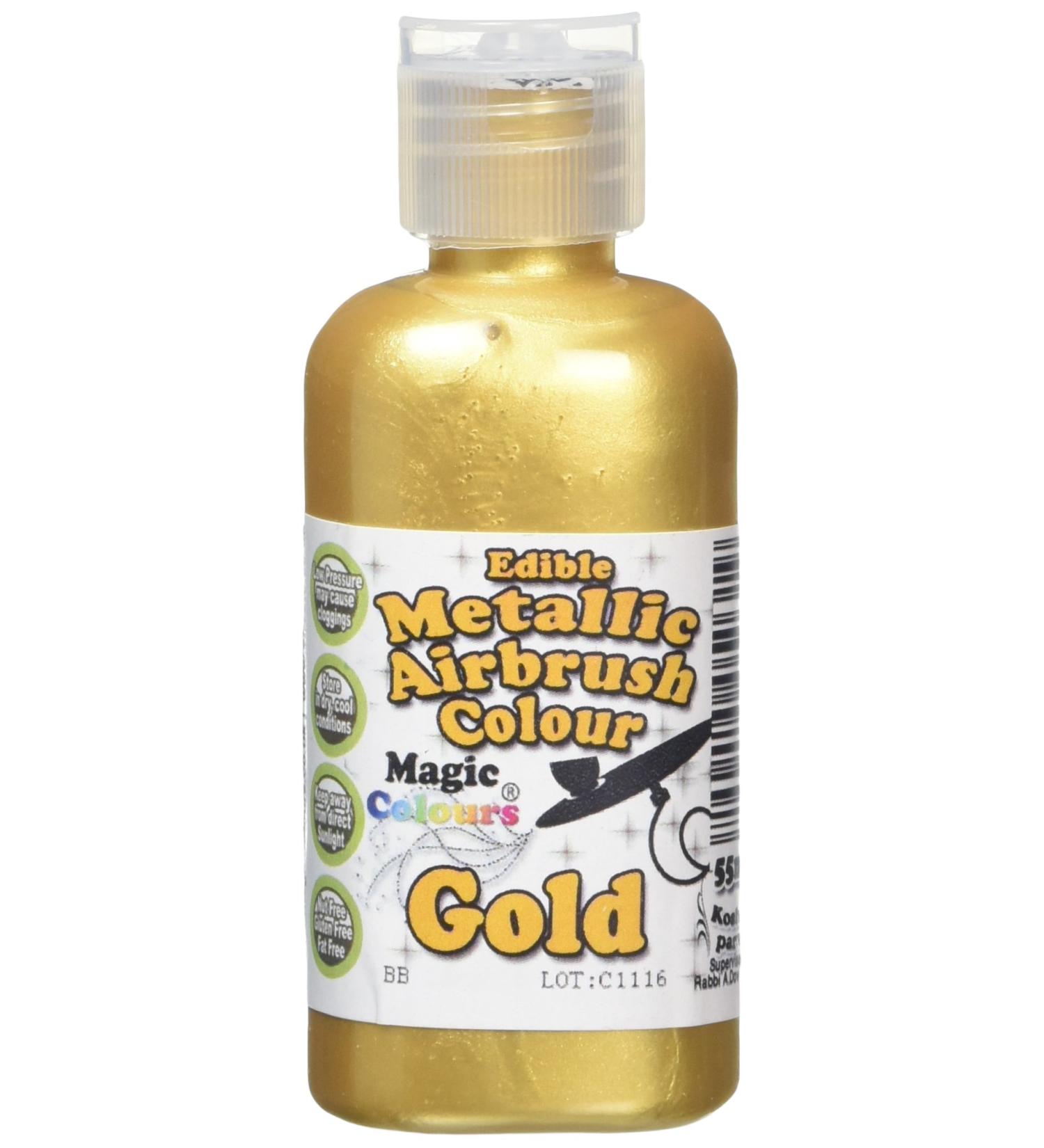 Magic Colours Metallic Edible Airbrush Food Colouring for Cake Decoration Gold (55ml) - Buy Online on GoSupps.com