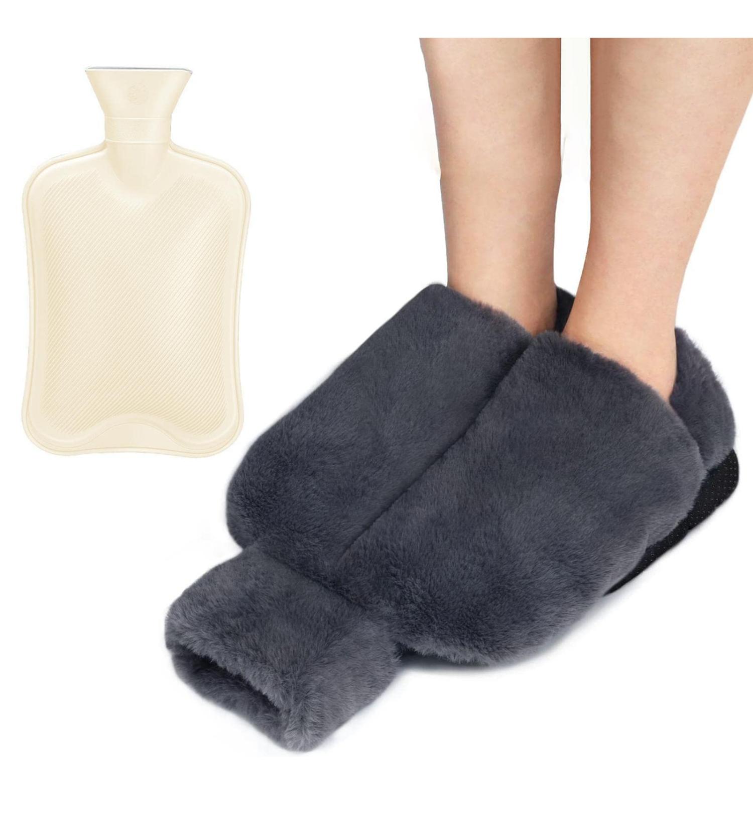 Yajexun Foot Warmer & Hot Water Bottle - 2L Cozy Plush Foot Bag for Men & Women - Removable Gray 2000ml - Buy Online on GoSupps.com